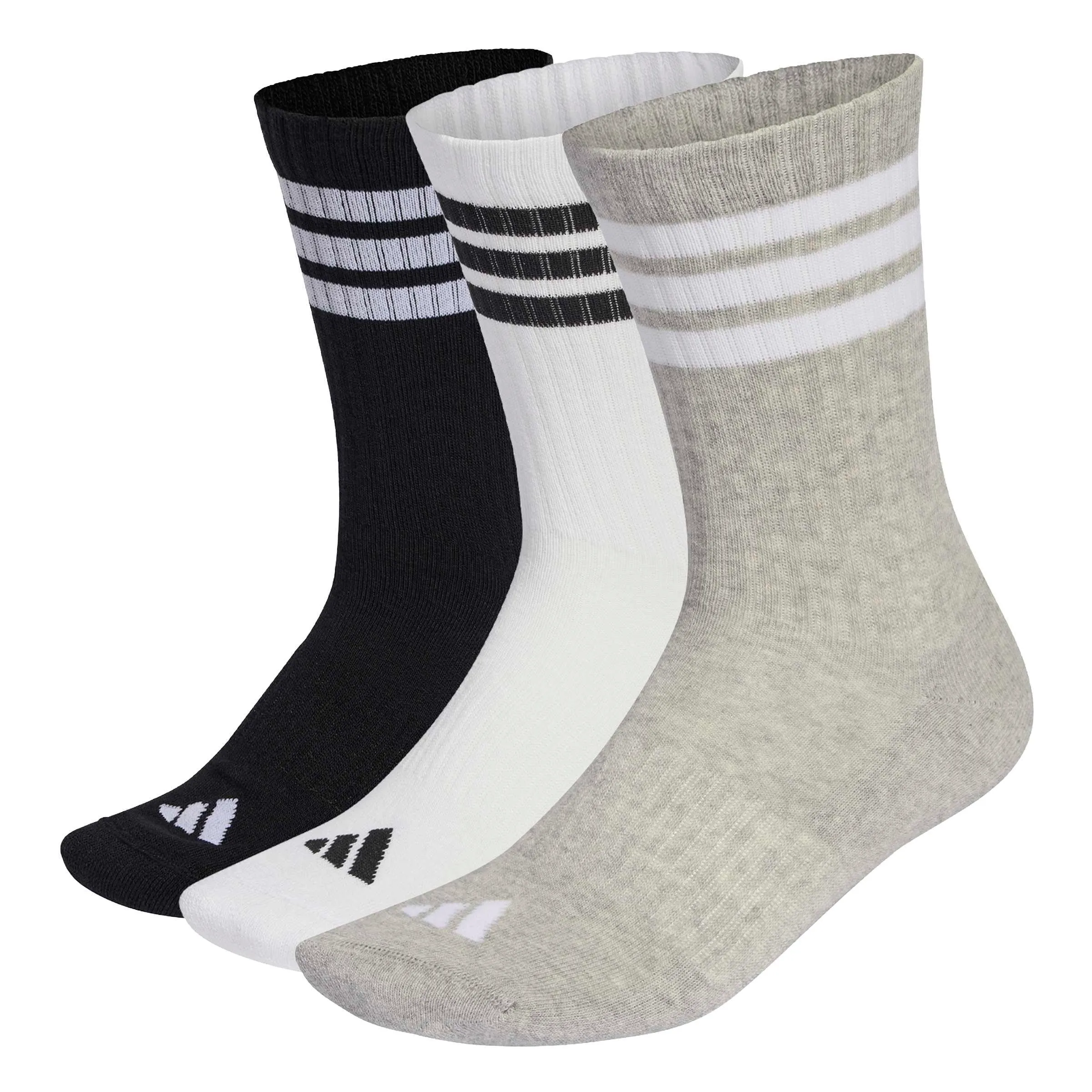 adidas Unisex - Adulto 3Stripes Cushioned Sportswear Crew Socks 3 Pair Pack, medium grey heather/white/black, 40-42