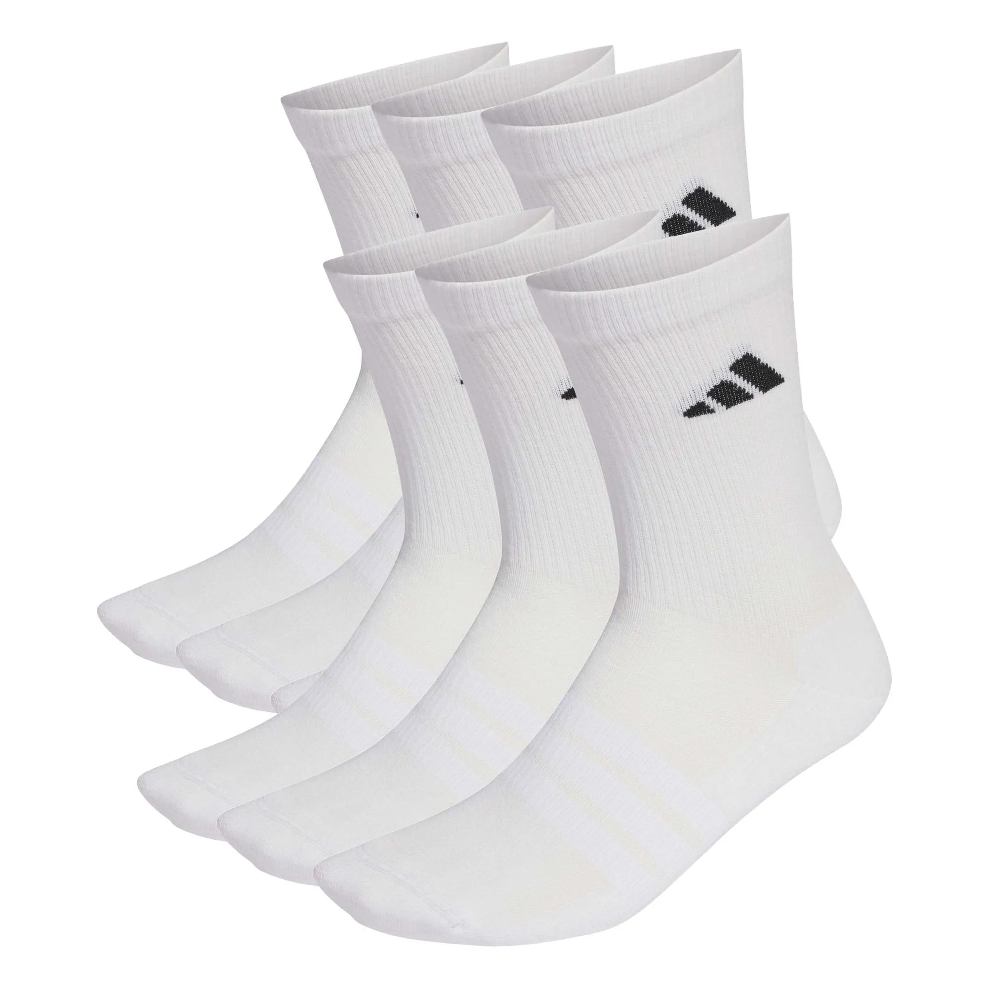 adidas Unisex - Adulto Cushioned Crew Socks 6 Pair Pack Socks, White/White/Black, 42-45