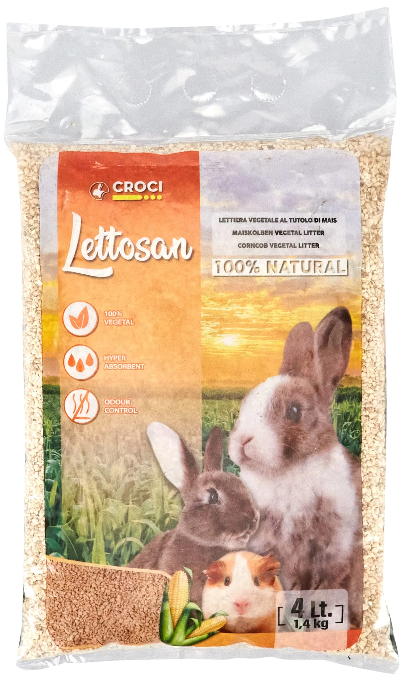 Croci Lettosan - Lettiera Vegetale per Roditori e Conigli, 4 Litri