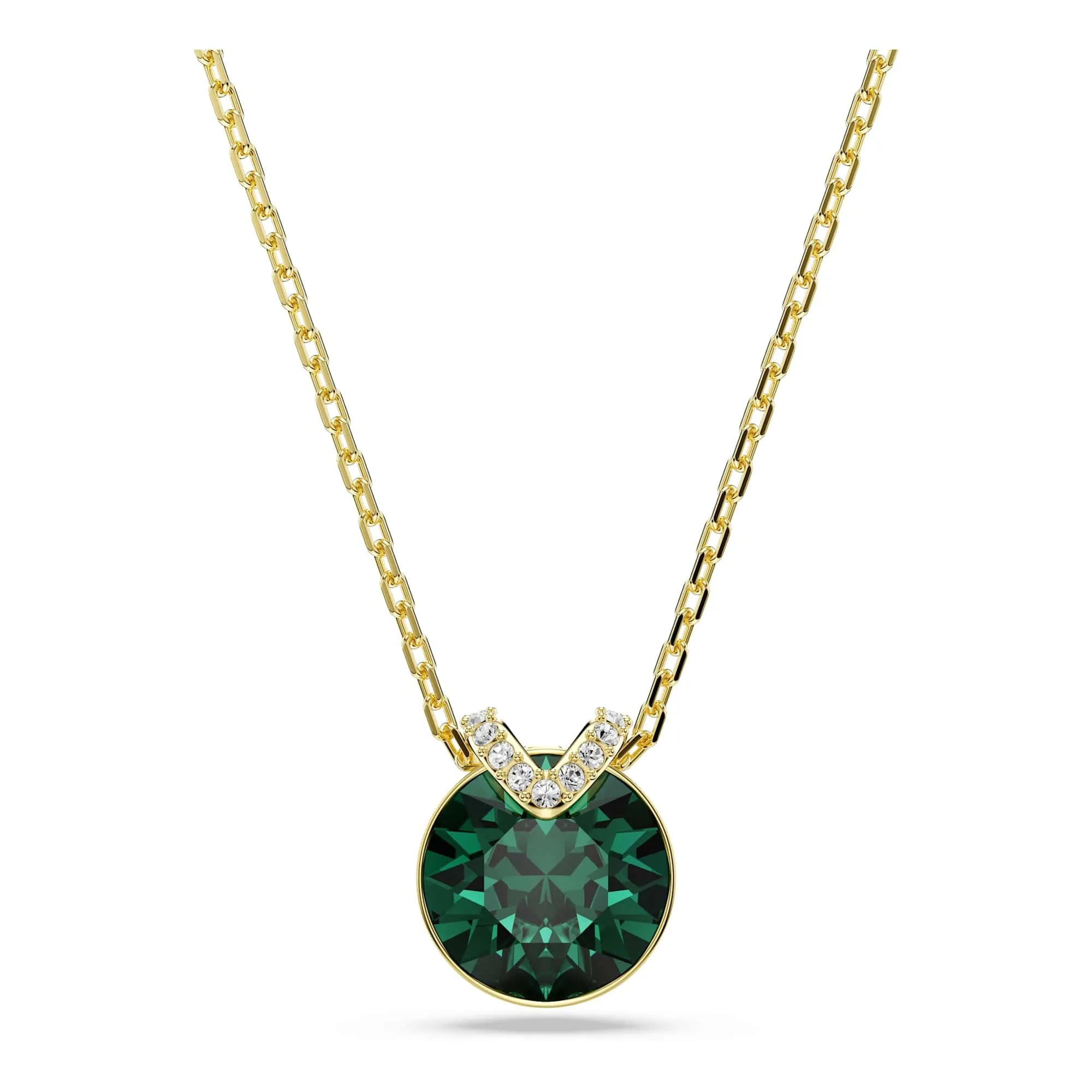 Swarovski Bella V Ciondolo, Taglio Rotondo, Verde, Placcato Color Oro