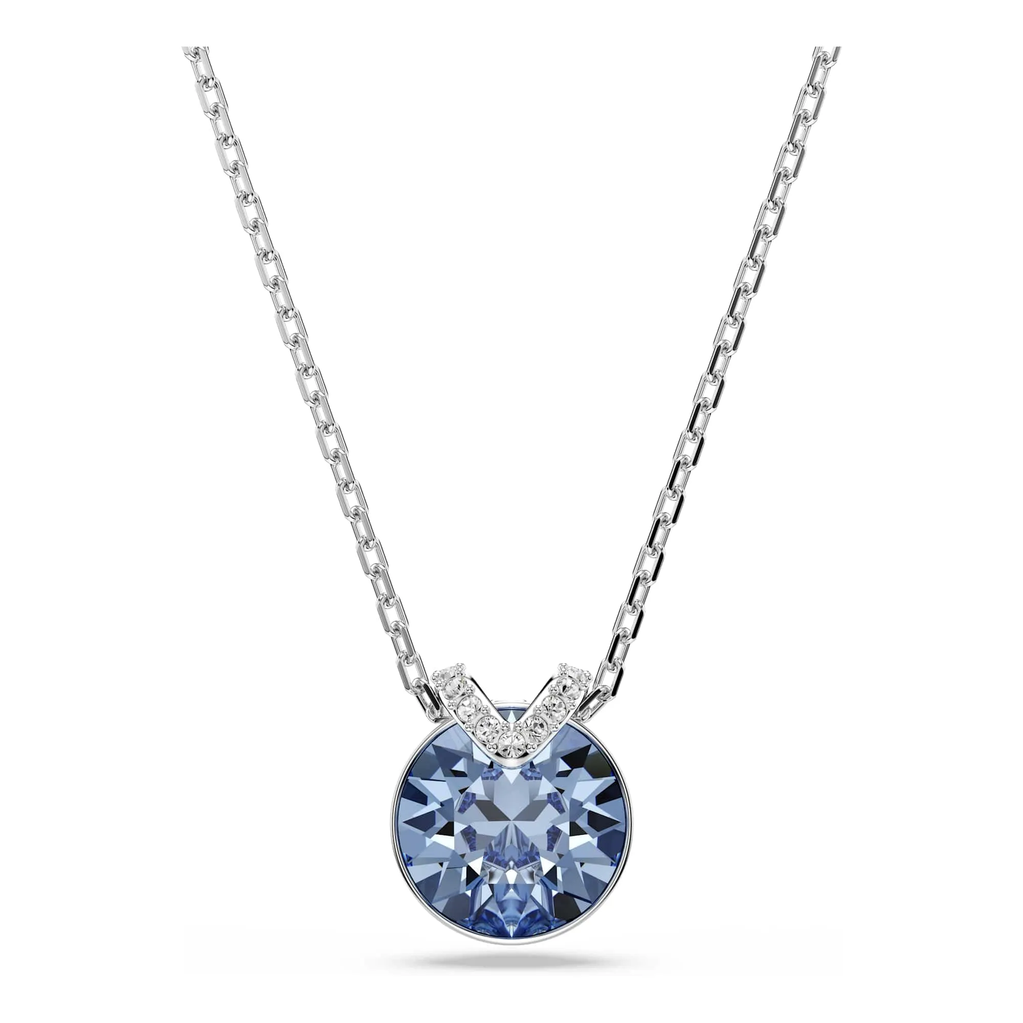 Swarovski Bella V Collana Pendente, Gioiello con Cristalli Blu, Pietre Preziose a Taglio Round, Chiusura a Moschettone, Placcatura in Tonalità Rodio, 38-43 cm, 1,3 x 1,1 cm