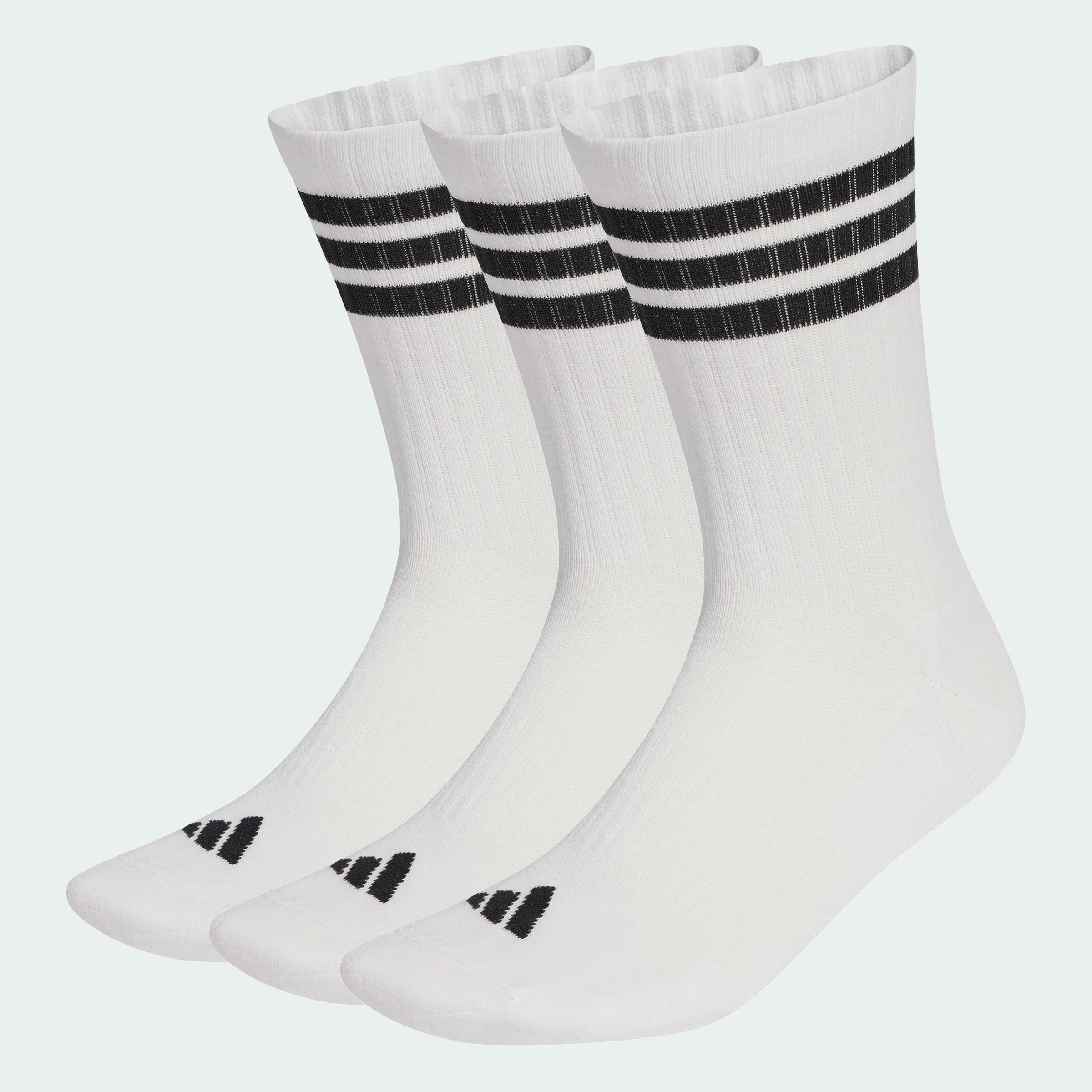 adidas Unisex - Adulto 3Stripes Cushioned Sportswear Crew Socks 3 Pair Pack, white/black/black, 48-51