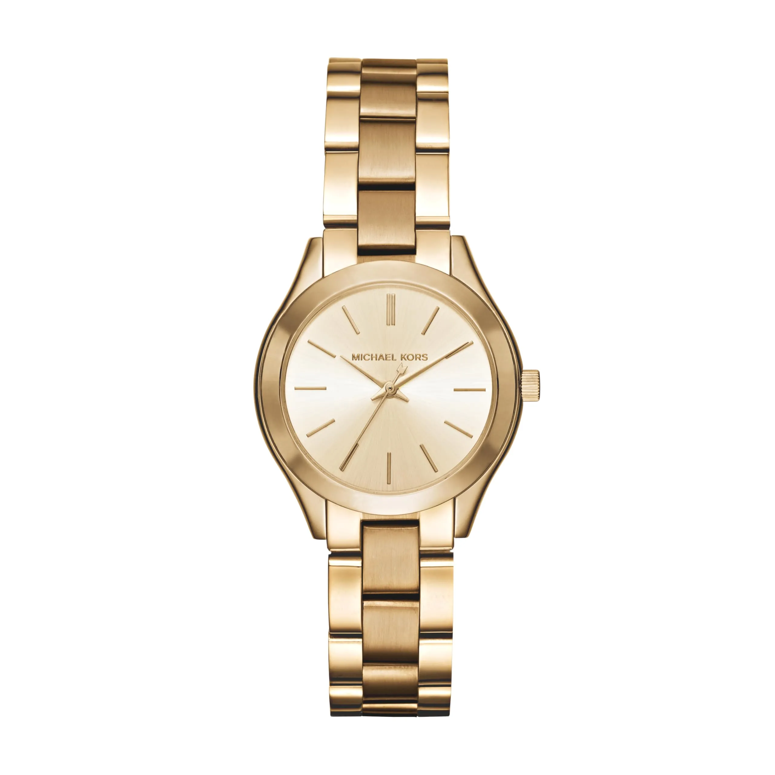 Michael Kors Orologio Slim Runway da donna, Movimento al quarzo a tre lancette da 33 mm con cinturino in acciaio inossidabile, Oro e crema