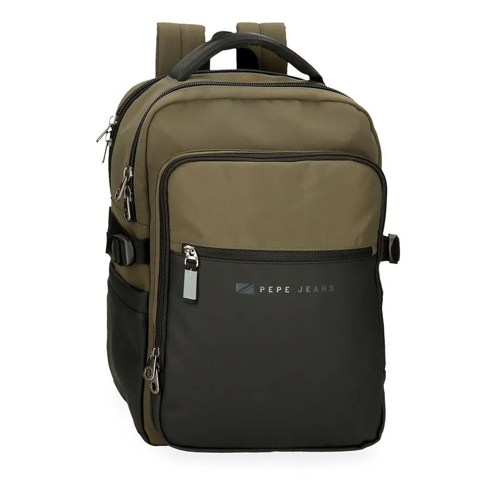 Pepe Jeans Jarvis Zaino per laptop adattabile, verde scuro, Zaino PC 15,6
