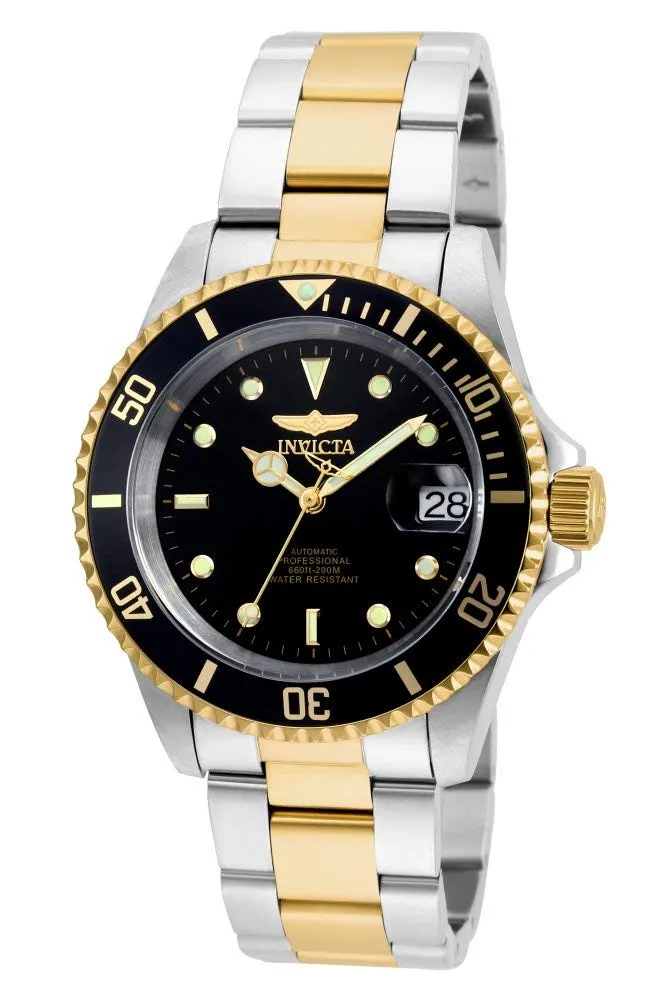 Invicta Pro Diver - Orologio da uomo in acciaio inossidabile con movimento automatico - 40 mm, Bicolore / Nero