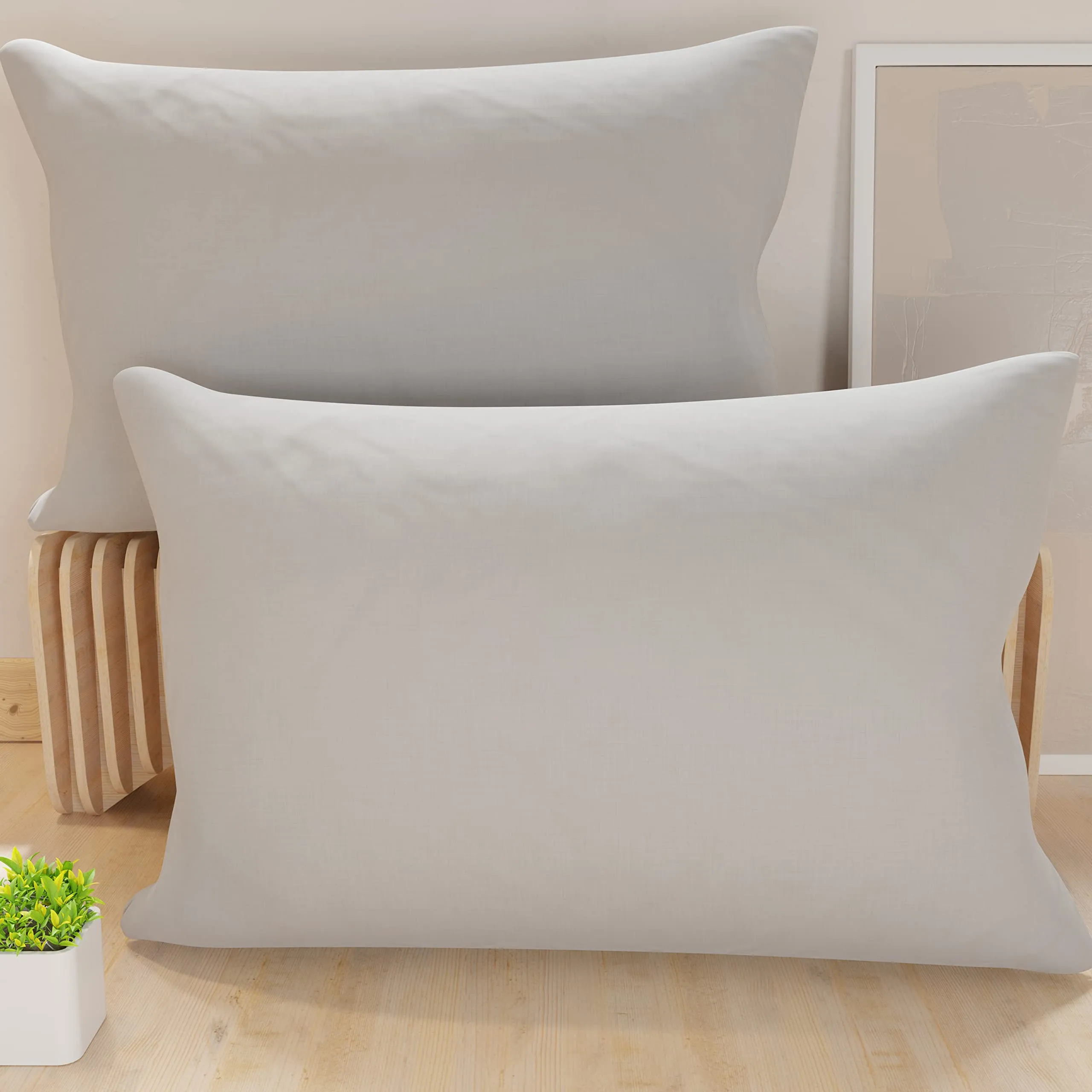 PETTI Artigiani Italiani - Coppia di Federe Cuscino 50x80 cm in Microfibra, Cuscini Arredo Camera da Letto, Divano, Set 2 Fodere Copricuscino, Federa Tinta Unita Grigio, 100% Made in Italy