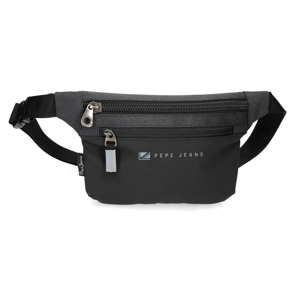 Pepe Jeans Jarvis Marsupio Piatta Nero 25 x 15 x 2,5 cm Poliestere con dettagli in finta pelle