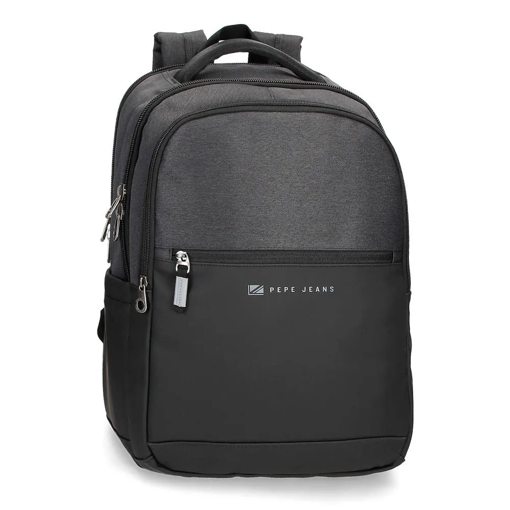 Pepe Jeans Jarvis Zaino per portatile regolabile 15,6" nero 31 x 44 x 15 cm Poliestere con dettagli in finta pelle 20,46 L