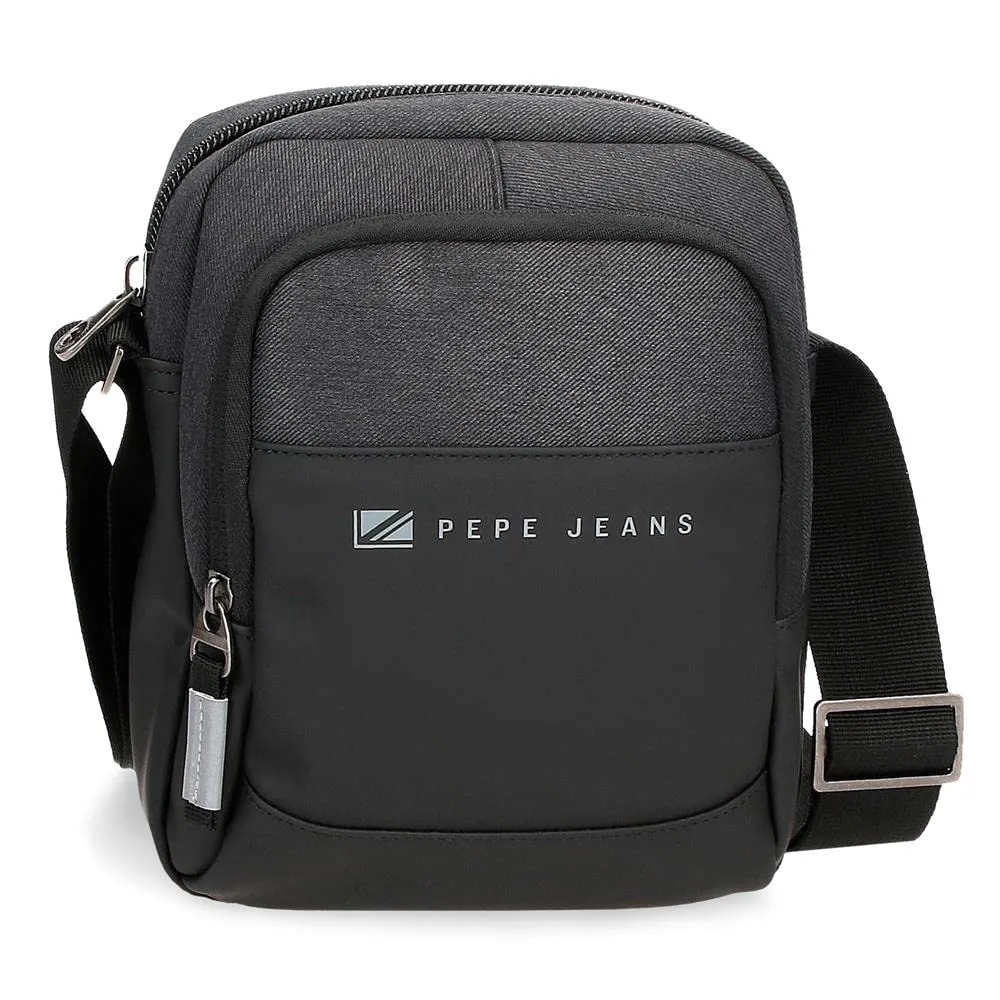 Pepe Jeans Jarvis Tracolla media nero 17 x 22 x 8 cm Poliestere con dettagli in finta pelle