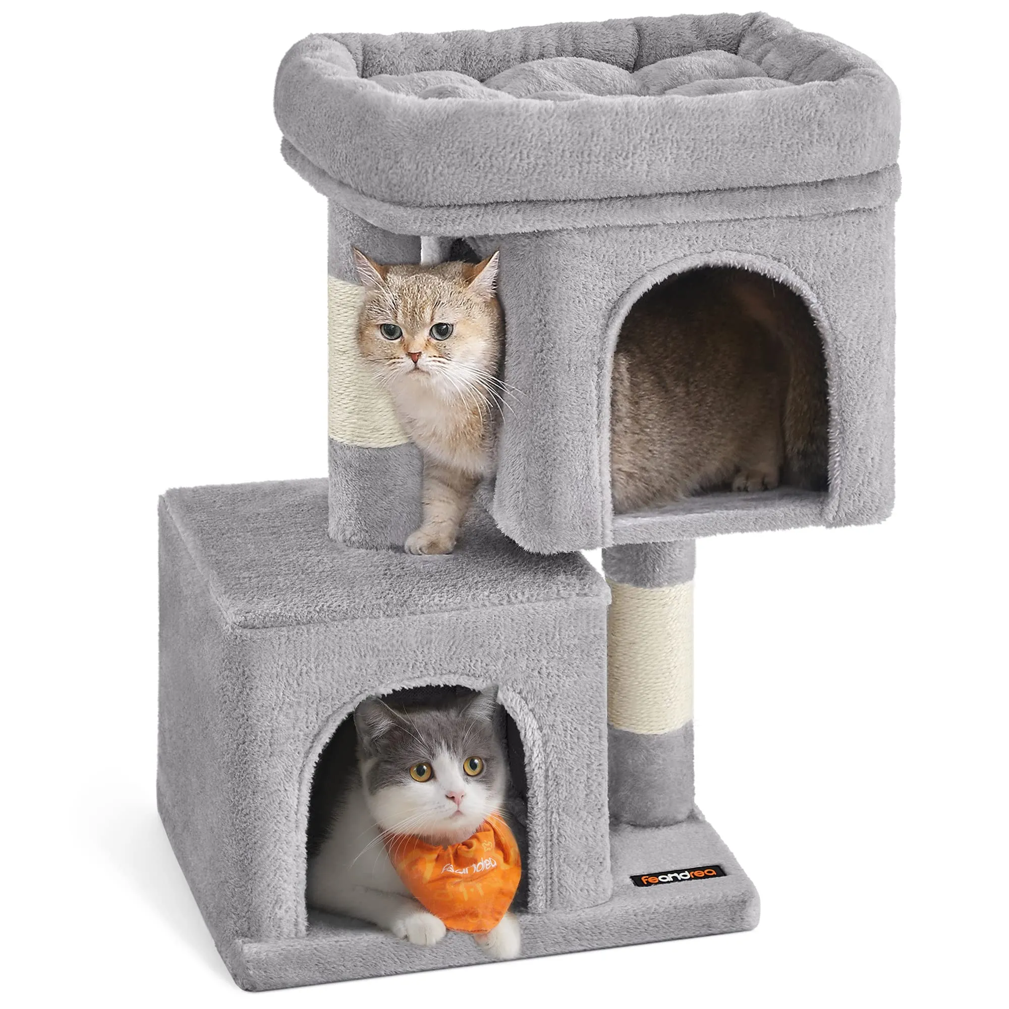 Feandrea Albero per Gatti, Tiragraffi Torre, 65 cm, 2 Grotte