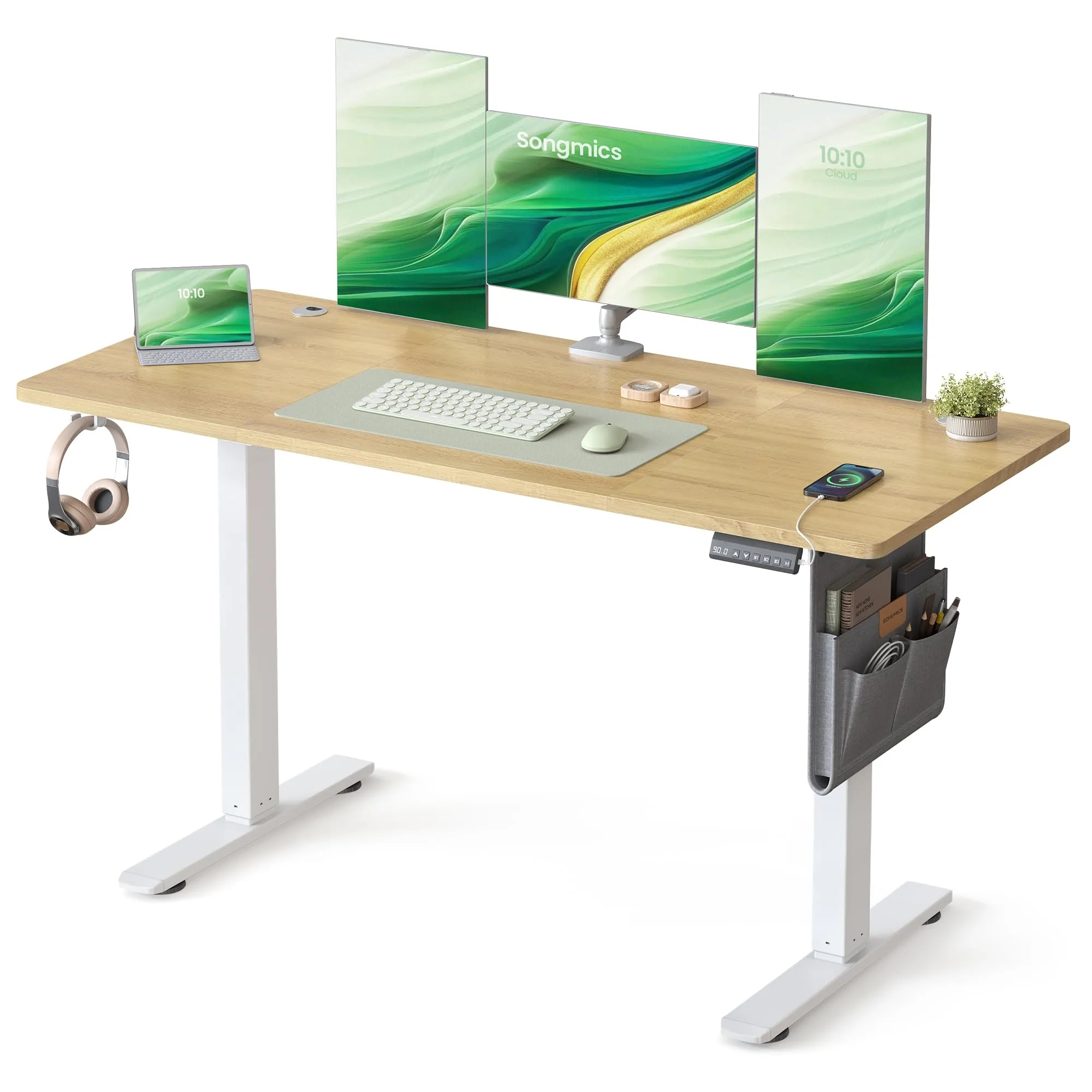 SONGMICS Scrivania Elettrica Regolabile in Altezza, 60 x 140 x (72-120) cm
