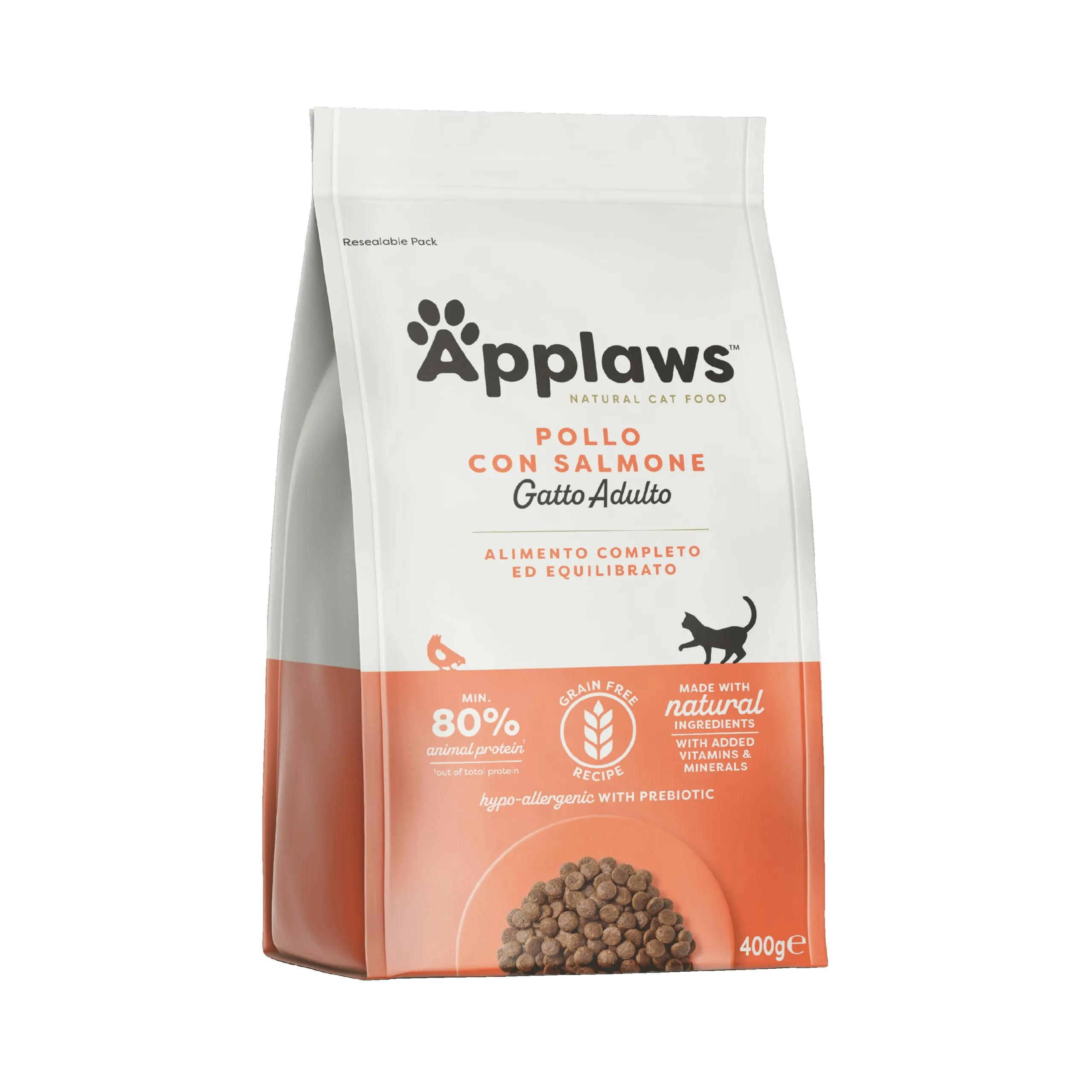 Applaws Complete Naturale Pienso Pollo con Salmón para Gatos Adultos, Busta Resellabile da 400g