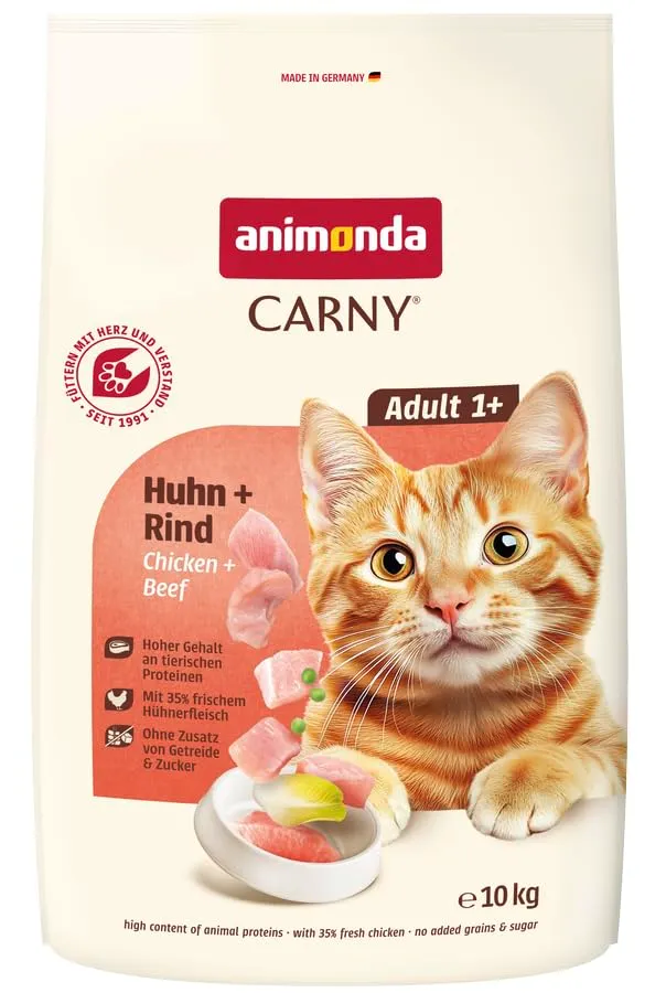 animonda Carny Adult, Croccantini Gatto, senza zucchero e senza cereali, Pollo + Manzo 10 kg