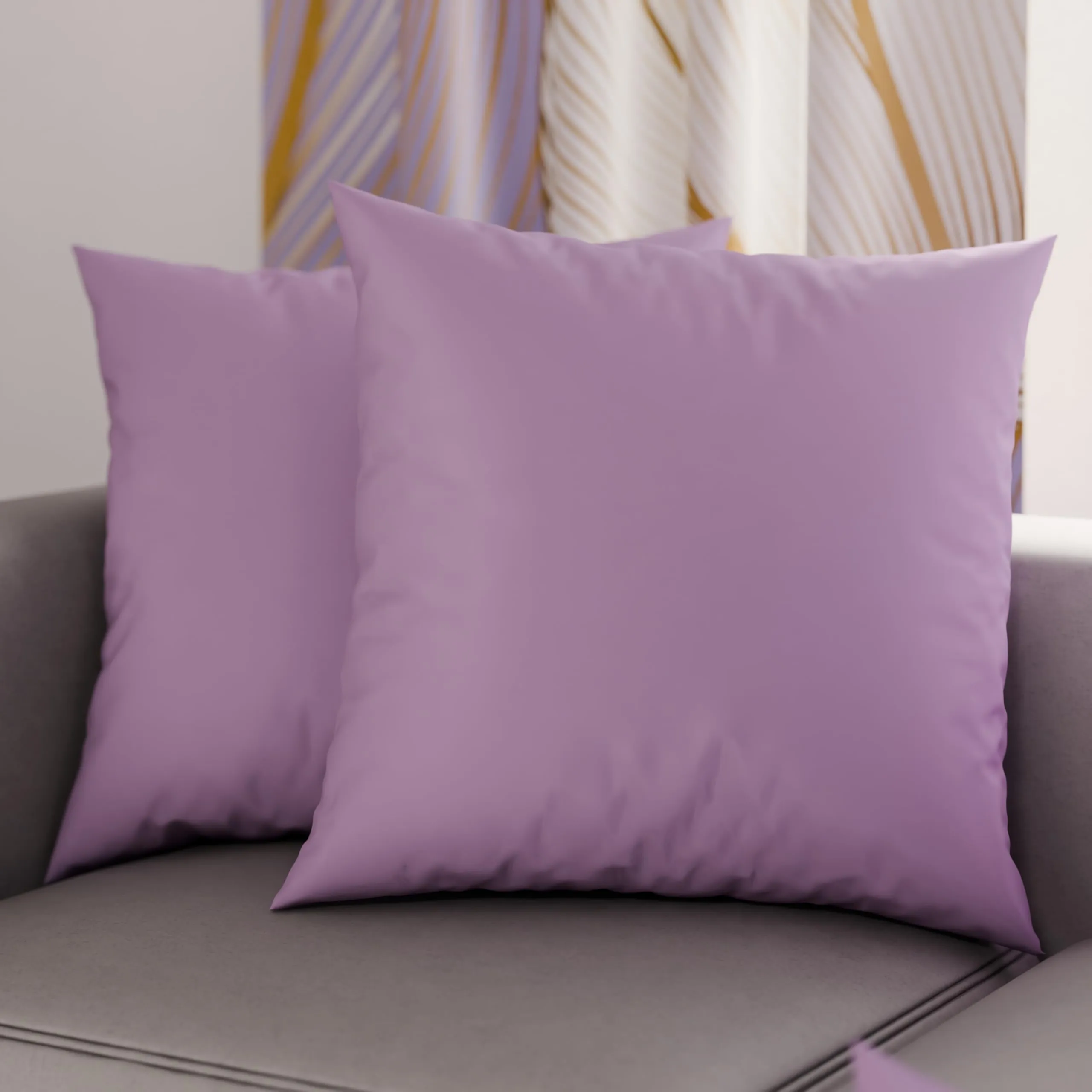PETTI Artigiani Italiani - Coppia di Federe Cuscino 40x40 cm in Microfibra, Cuscini Arredo Camera da Letto, Divano, Set 2 Fodere Copricuscino, Federa Tinta Unita Lilla, 100% Made in Italy