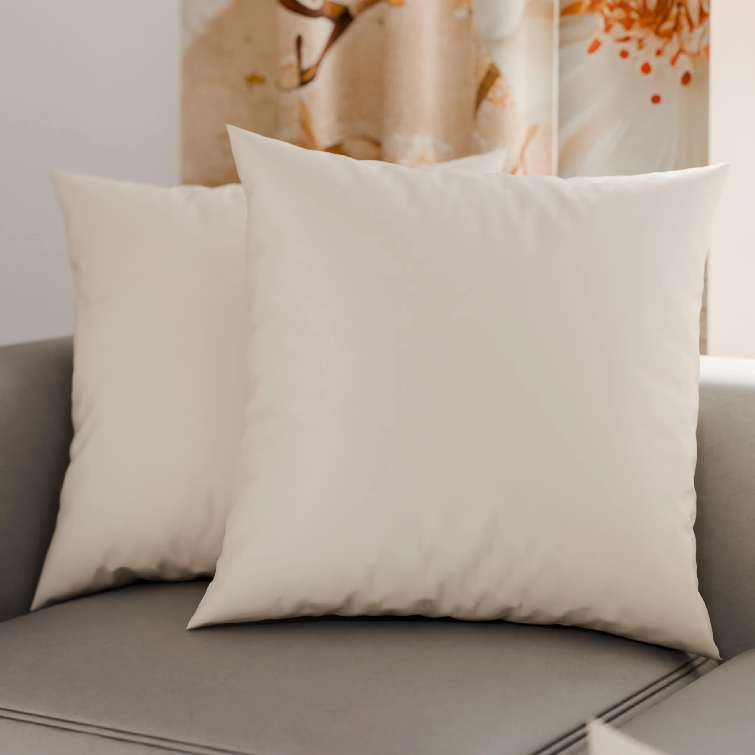PETTI Artigiani Italiani - Coppia di Federe Cuscino 40x40 cm in Microfibra, Cuscini Arredo Camera da Letto, Divano, Set 2 Fodere Copricuscino, Federa Tinta Unita Panna, 100% Made in Italy