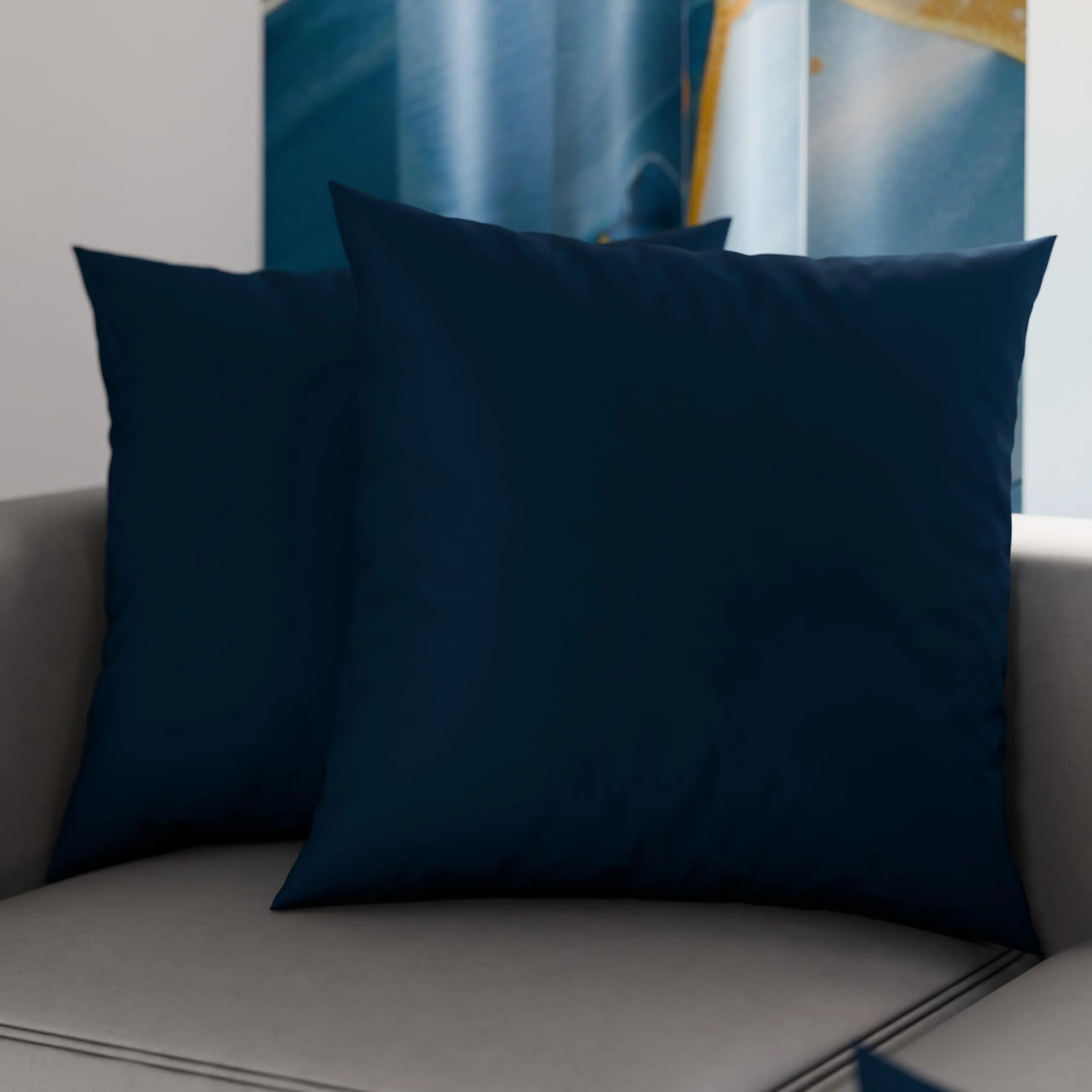 PETTI Artigiani Italiani - Coppia di Federe Cuscino 40x40 cm in Microfibra, Cuscini Arredo Camera da Letto, Divano, Set 2 Fodere Copricuscino, Federa Tinta Unita Blu, 100% Made in Italy