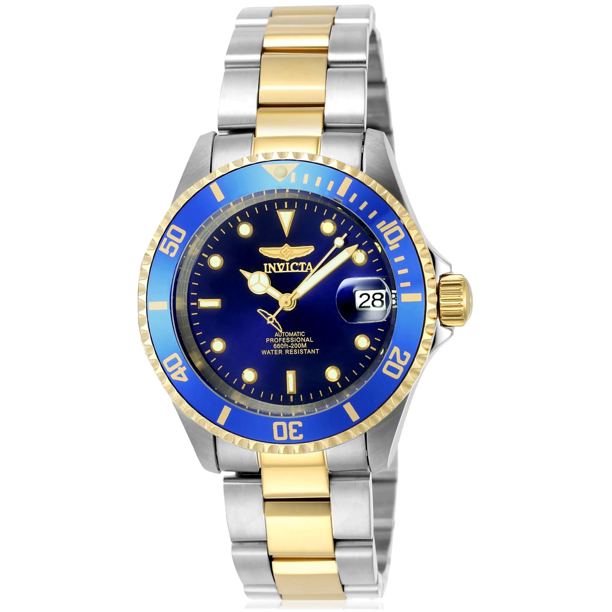 Invicta Pro Diver - Orologio da uomo in acciaio inossidabile con movimento automatico - 40 mm, Bicolore / Blu