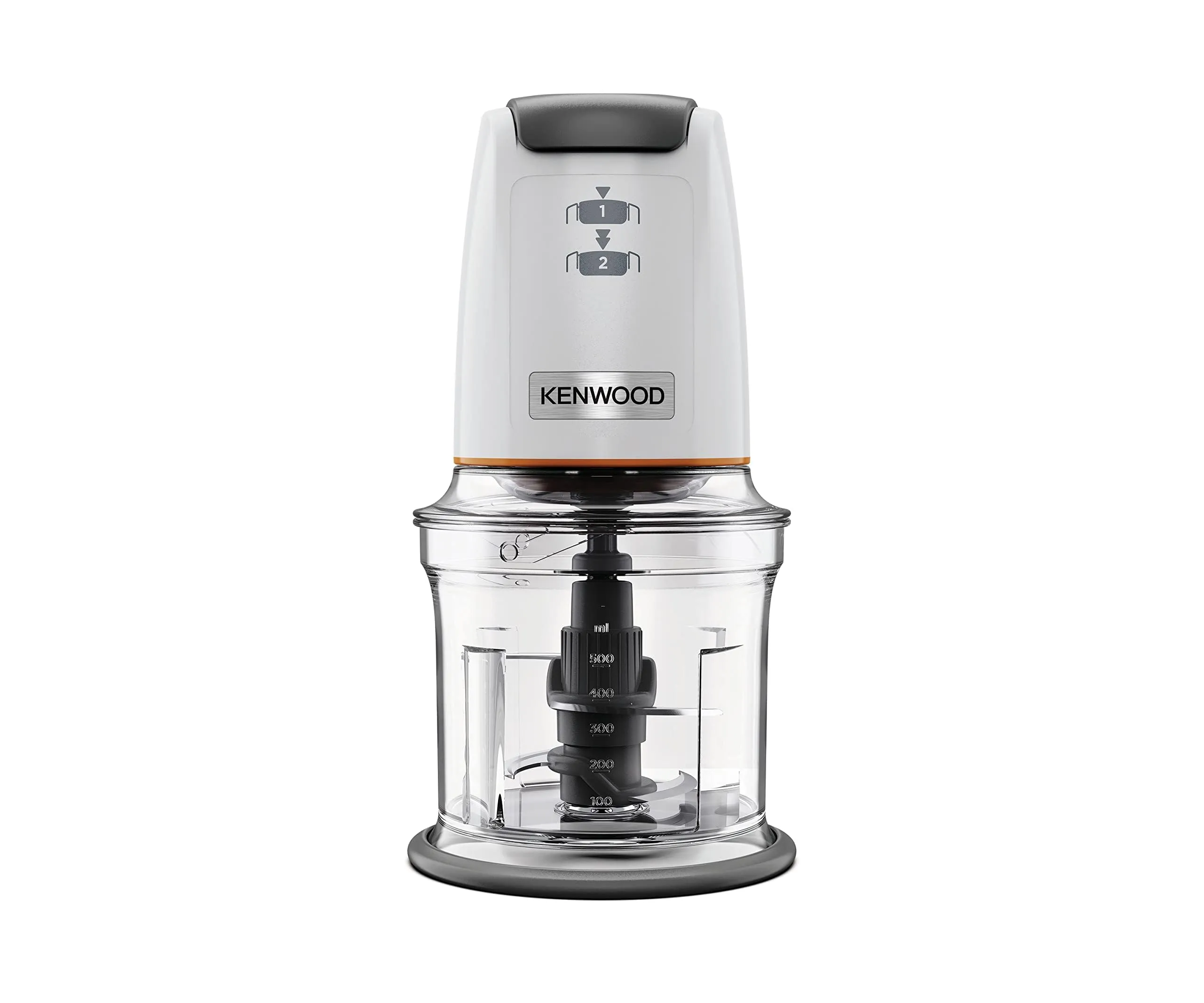 Kenwood EasyChop CHP61.000WH, Tritatutto a Quattro Lame, Ciotola da 0.5L, Azionamento a Pressione, 2 Velocità, Anello Antiscivolo, Lavabile in Lavastoviglie, Sistema Rompighiaccio, 500W, Bianco