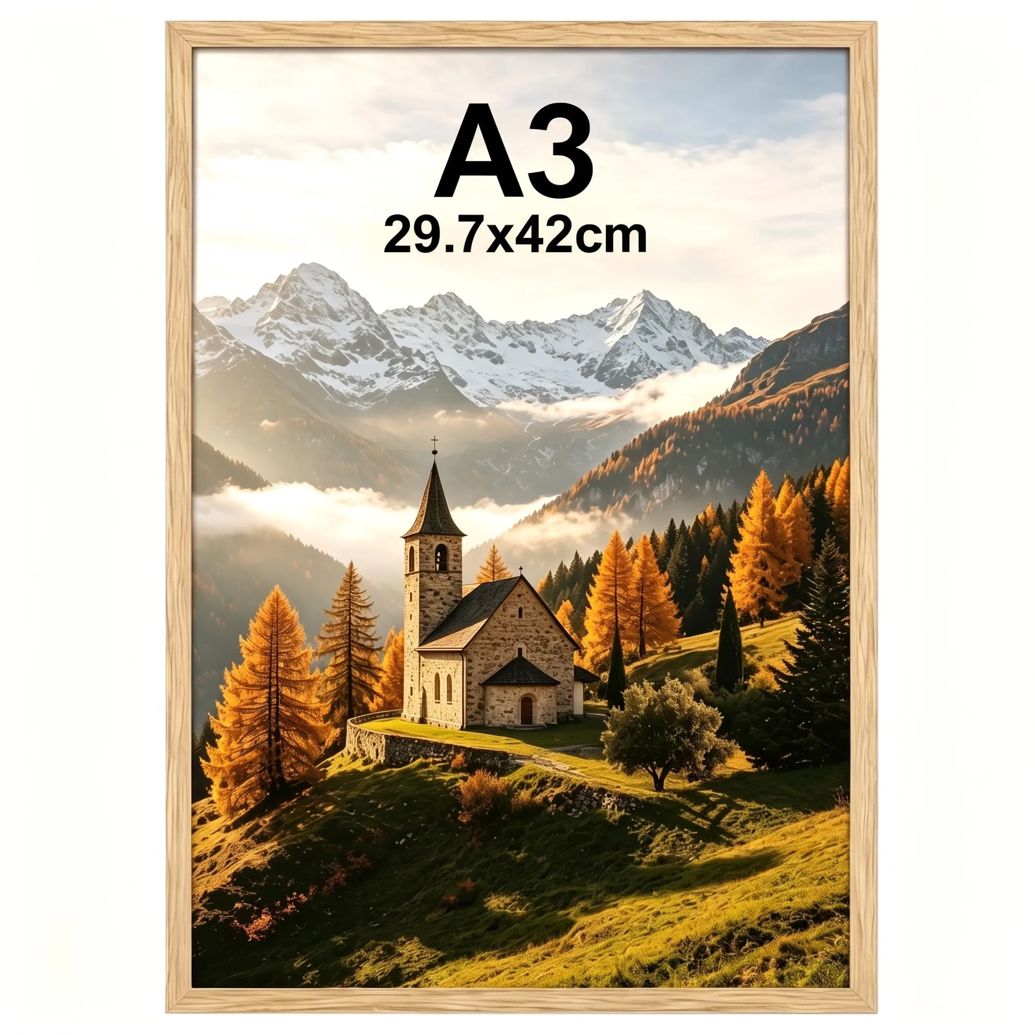 Ditwis Cornice A3 Color Naturale, per 29,7x42 cm Certificati, Foto, Documenti, Poster e Puzzle, Portafoto da Parete per Casa, Ufficio e Gallerie