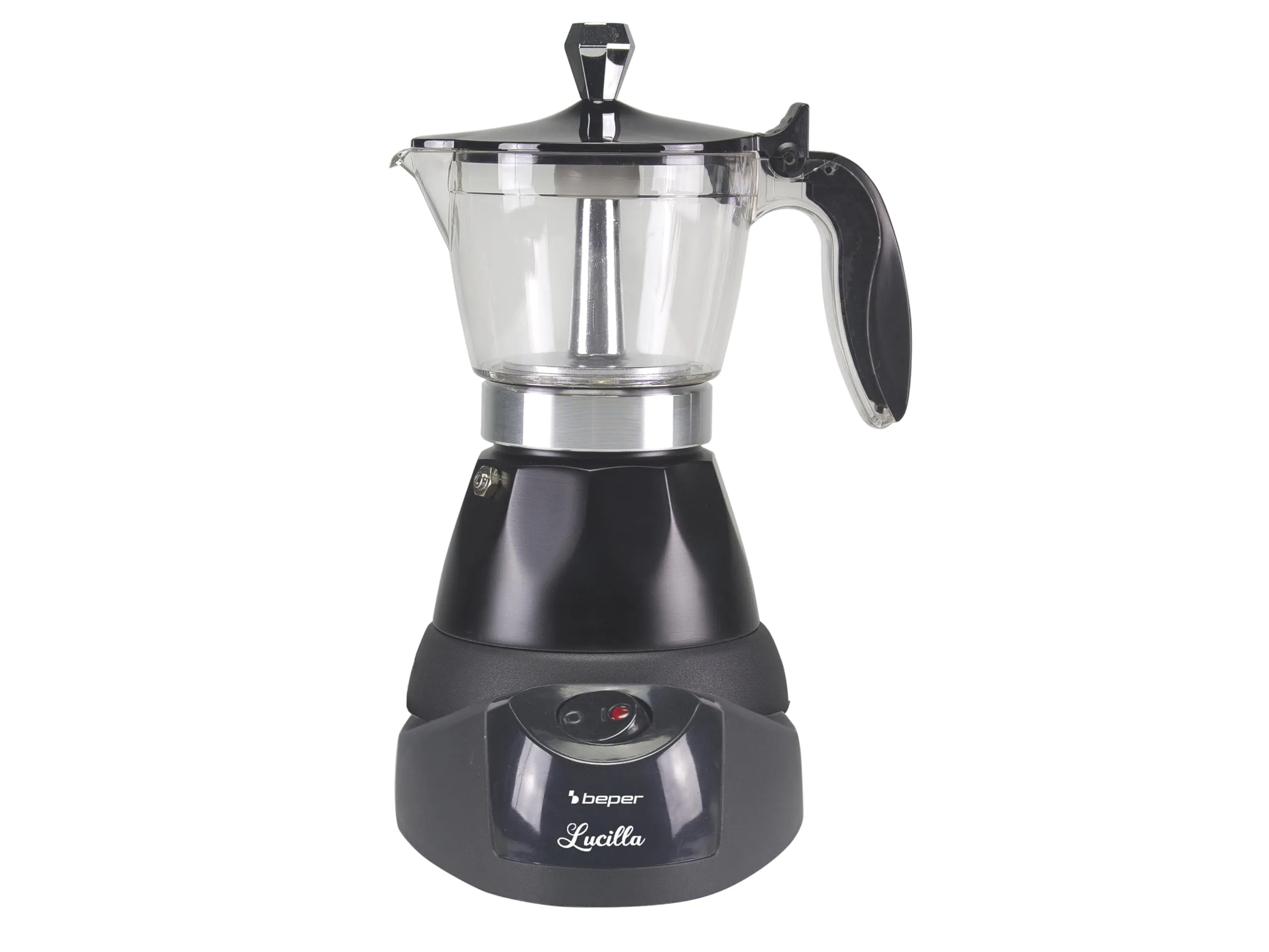 BEPER BC.040N Caffettiera Elettrica- Moka elettrica, Capacità 3 tazze, Riduttore 1 tazza, Mantenimento temperatura per 30' min, Nera