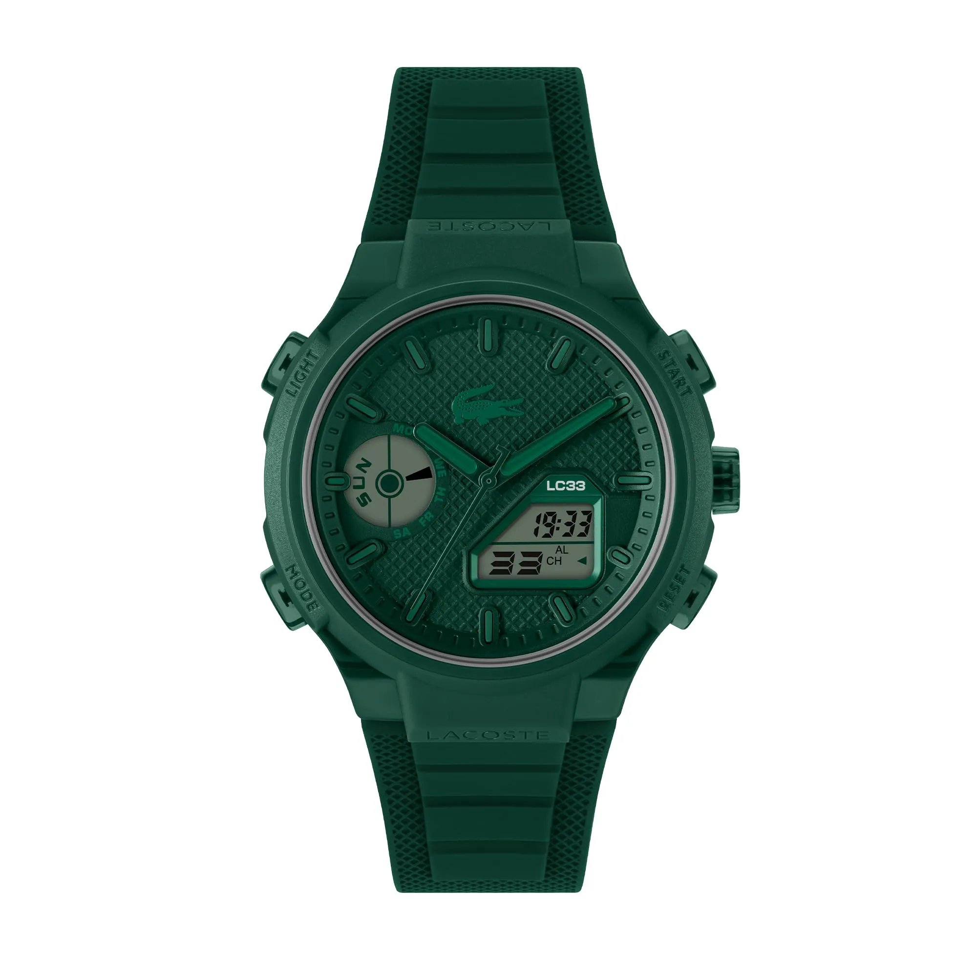 Lacoste Orologio Quarzo Multifunzione Analogico-Digitale da Uomo Collezione LC33 con Cinturino in Silicone Verde - 2011449