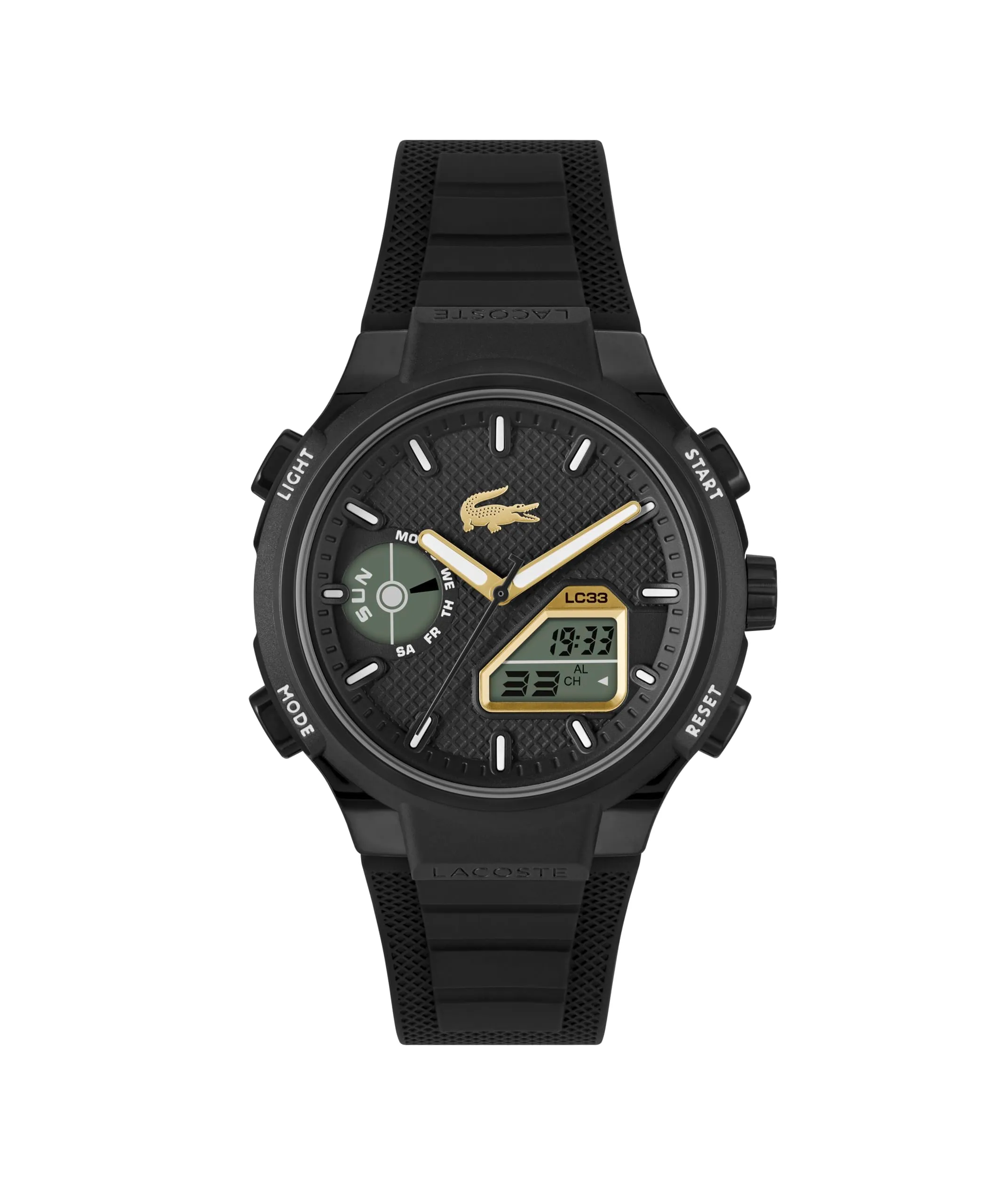 Lacoste Orologio Quarzo Multifunzione Analogico-Digitale da Uomo Collezione LC33 con Cinturino in Silicone Nero - 2011435
