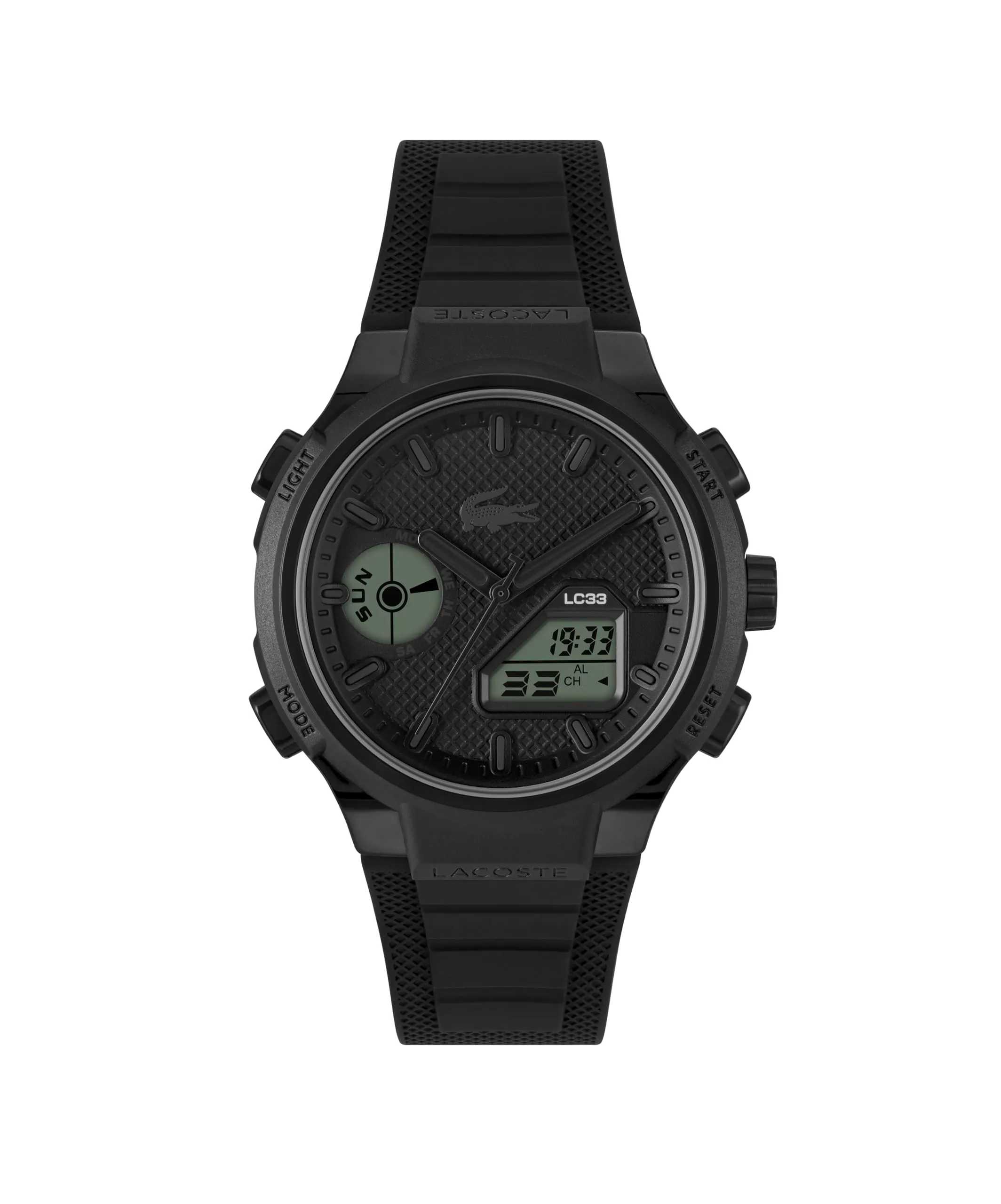 Lacoste Orologio Quarzo Multifunzione Analogico-Digitale da Uomo Collezione LC33 con Cinturino in Silicone Nero - 2011447