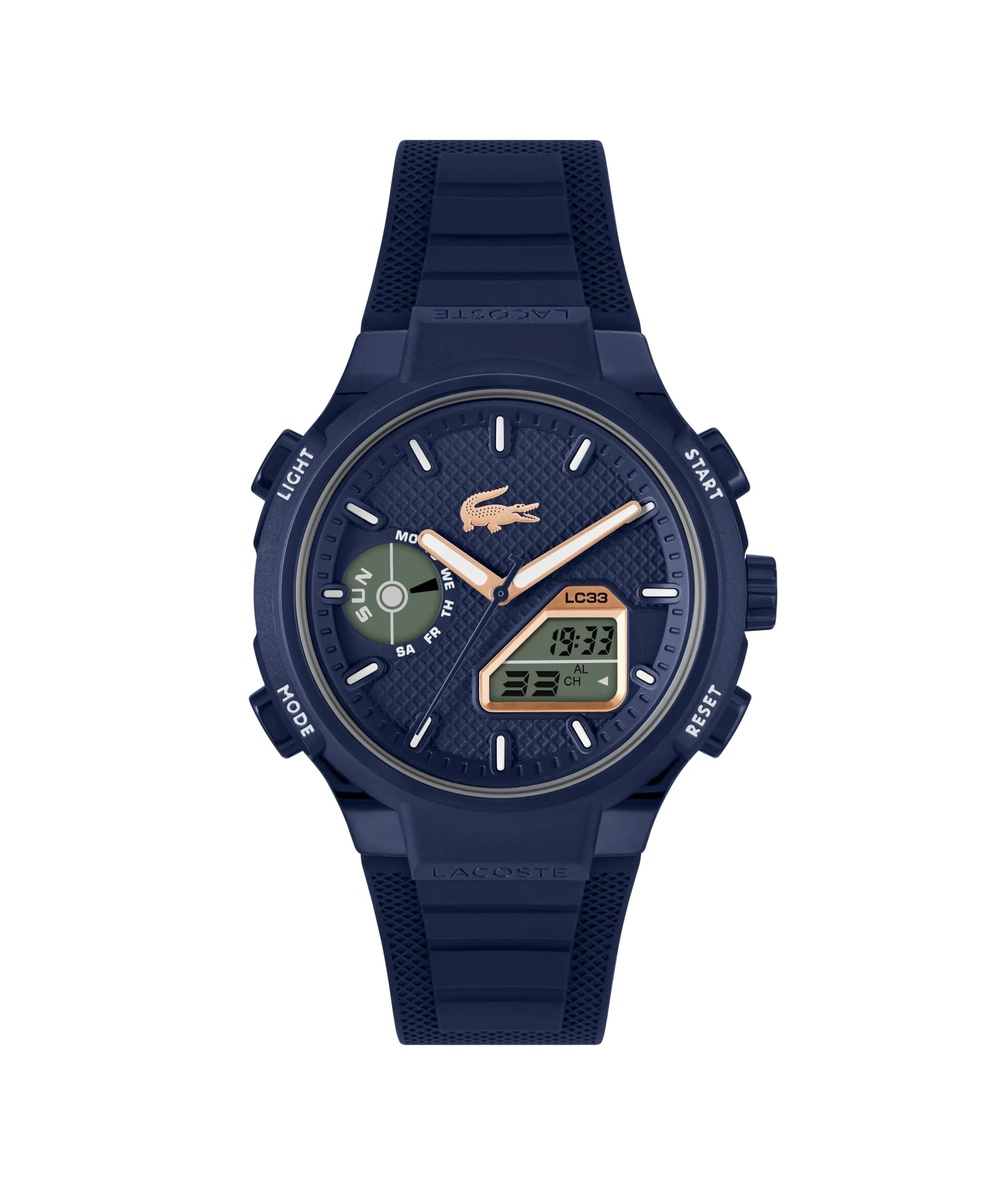 Lacoste Orologio Quarzo Multifunzione Analogico-Digitale da Uomo Collezione LC33 con Cinturino in Silicone Blu Navy - 2011434