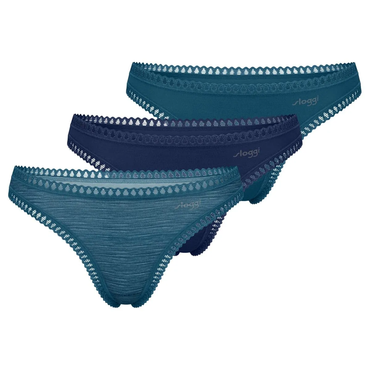 Sloggi - Go Crush - Perizoma - Confezione da 3 Pezzi, Turchese - Combinazione Chiara, XL