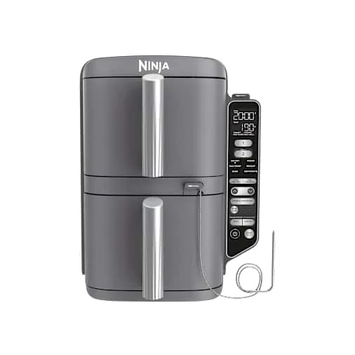 Friggitrice ad aria verticale Ninja Double Stack XL da 9,5 L con termometro in Grigio