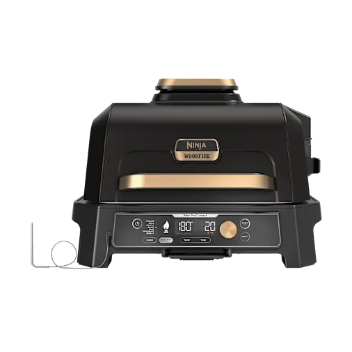 Barbecue elettrico e affumicatore Ninja Woodfire Pro Connect XL con custodia – Nero e oro in Nero/Oro