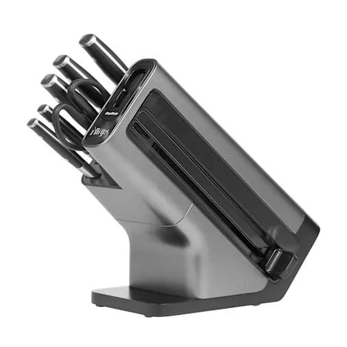 Set di coltelli con ceppo e affila coltelli Ninja StaySharp in Nero/Argento