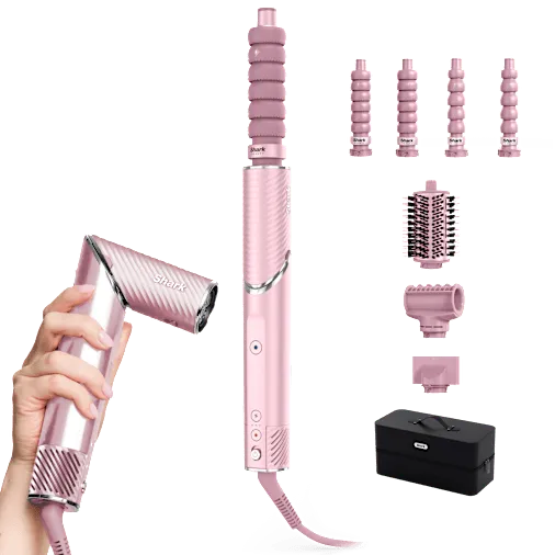 Arricciacapelli, phon e styler Shark FlexStyle NextGen IonCurl con cilindri stretti (5 accessori) in Rosa