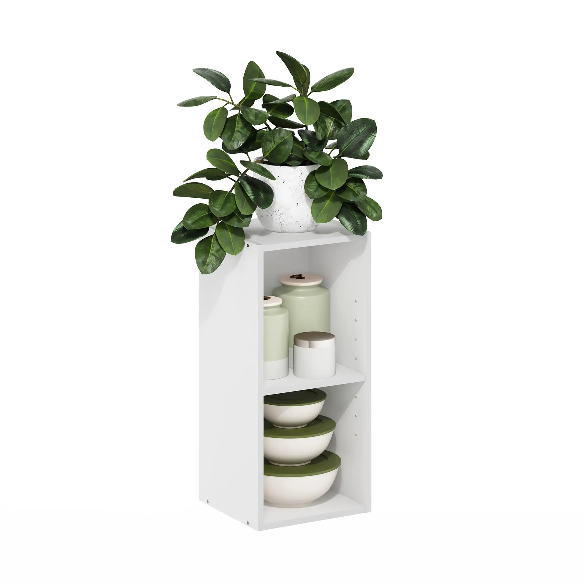 Furinno Fulda libreria salvaspazio a 2 ripiani, larghezza 25 cm, bianco
