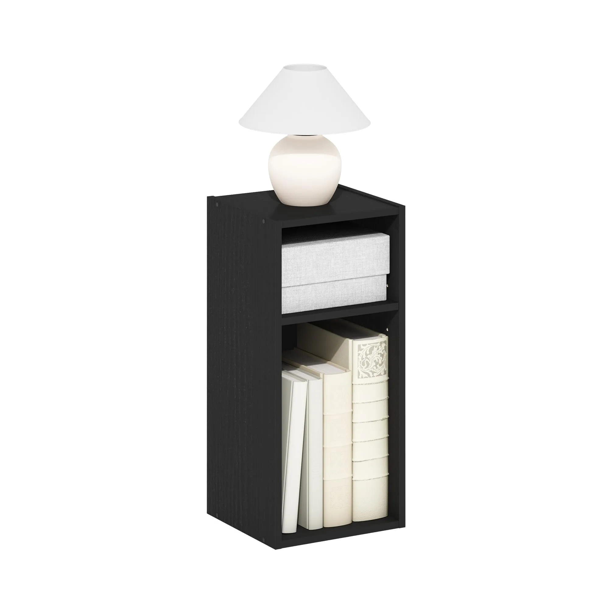 Furinno Fulda Libreria salvaspazio a 2 ripiani, larghezza 25 cm, legno nero