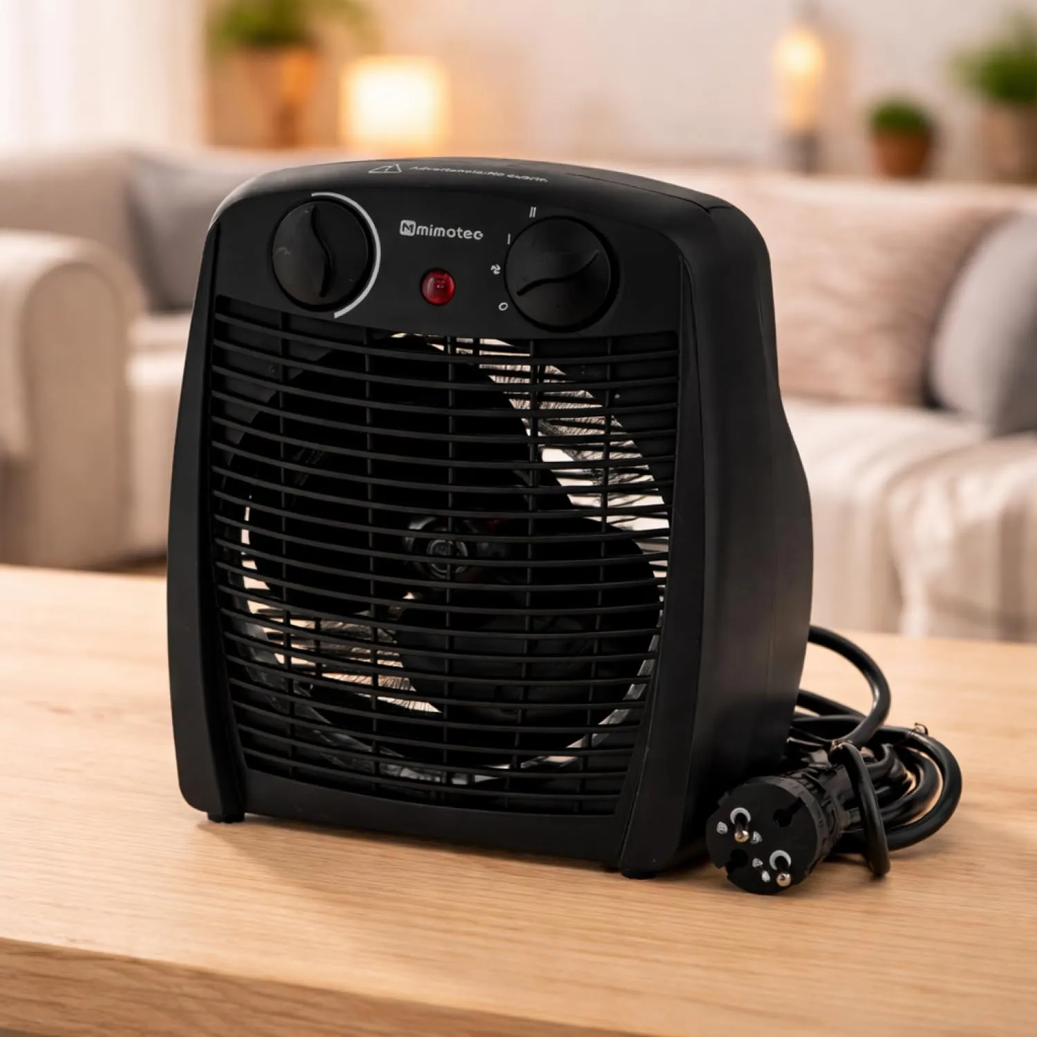 M Mimotec – Termoventilatore elettrico Black Comfort 2000W Mimotec, riscaldamento portatile da pavimento, doppia potenza 1000/2000W, bassa rumorosità <53 dB, IP20, per ambienti fino a 20 m²