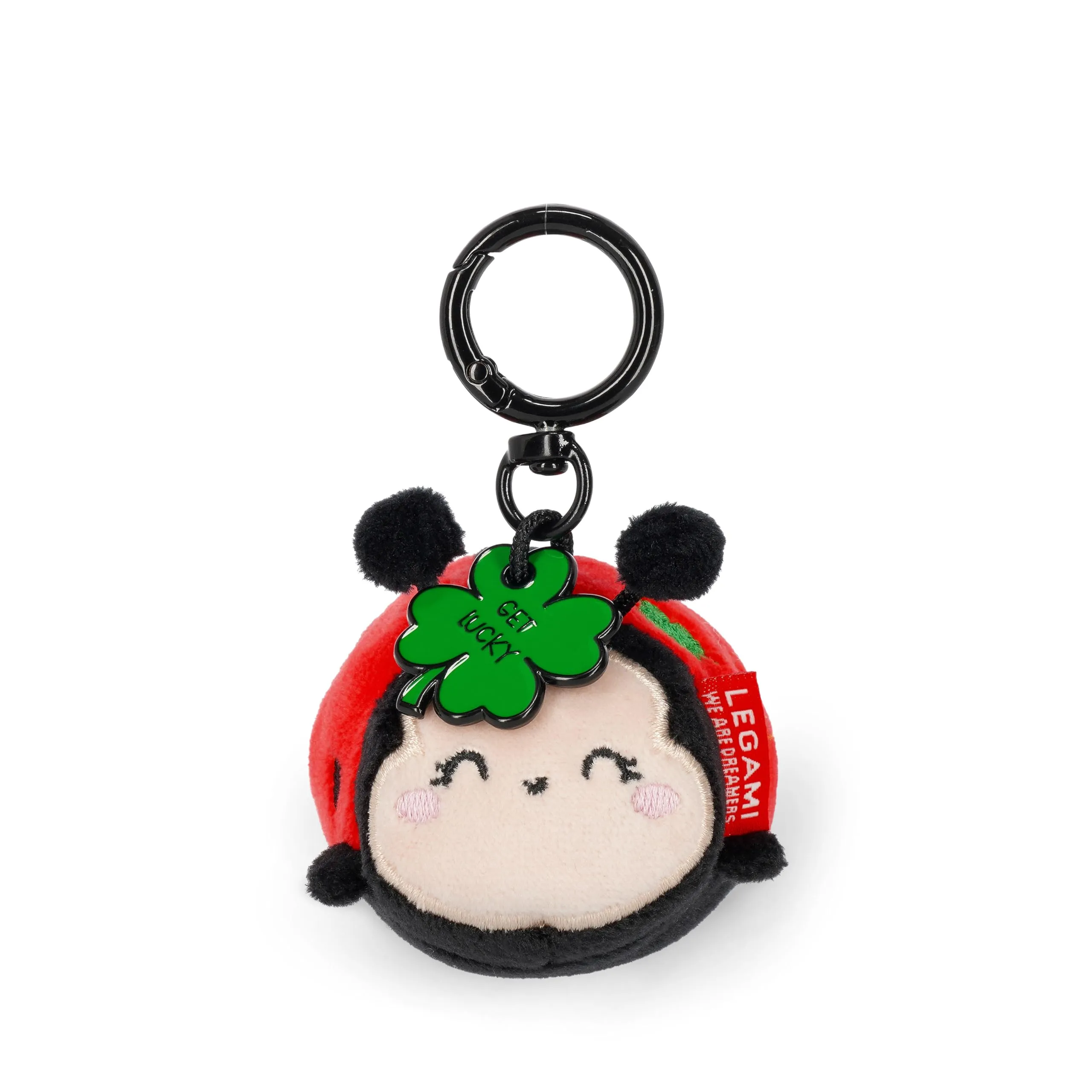 Legami - Portachiavi Super Soft! a Tema Ladybug, Portachiavi di Peluche, Ciondolo con Messaggio Inciso e Moschettone in Zinco, 7x11 cm