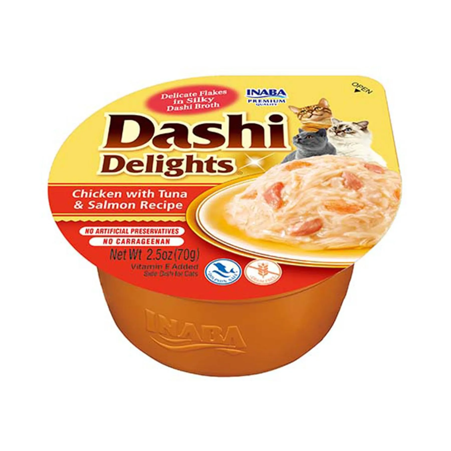 INABA Dashi Delights, Brodo per Gatti con Pollo, Tonno e Salmone, 70g