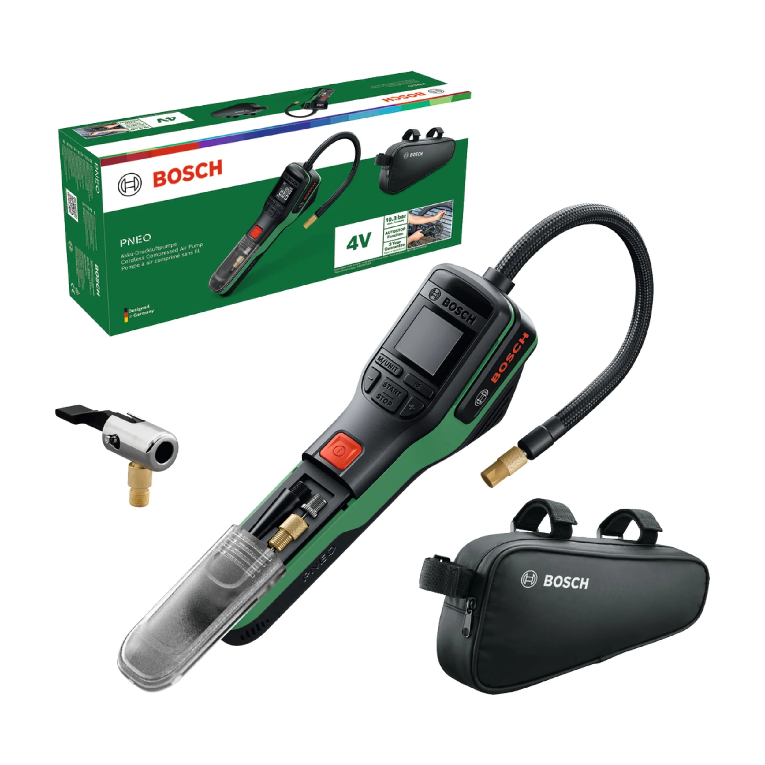 Bosch PNEO elektrische Fahrradpumpe mit 3 Ah Akku, 10,3 bar, 150 PSI
