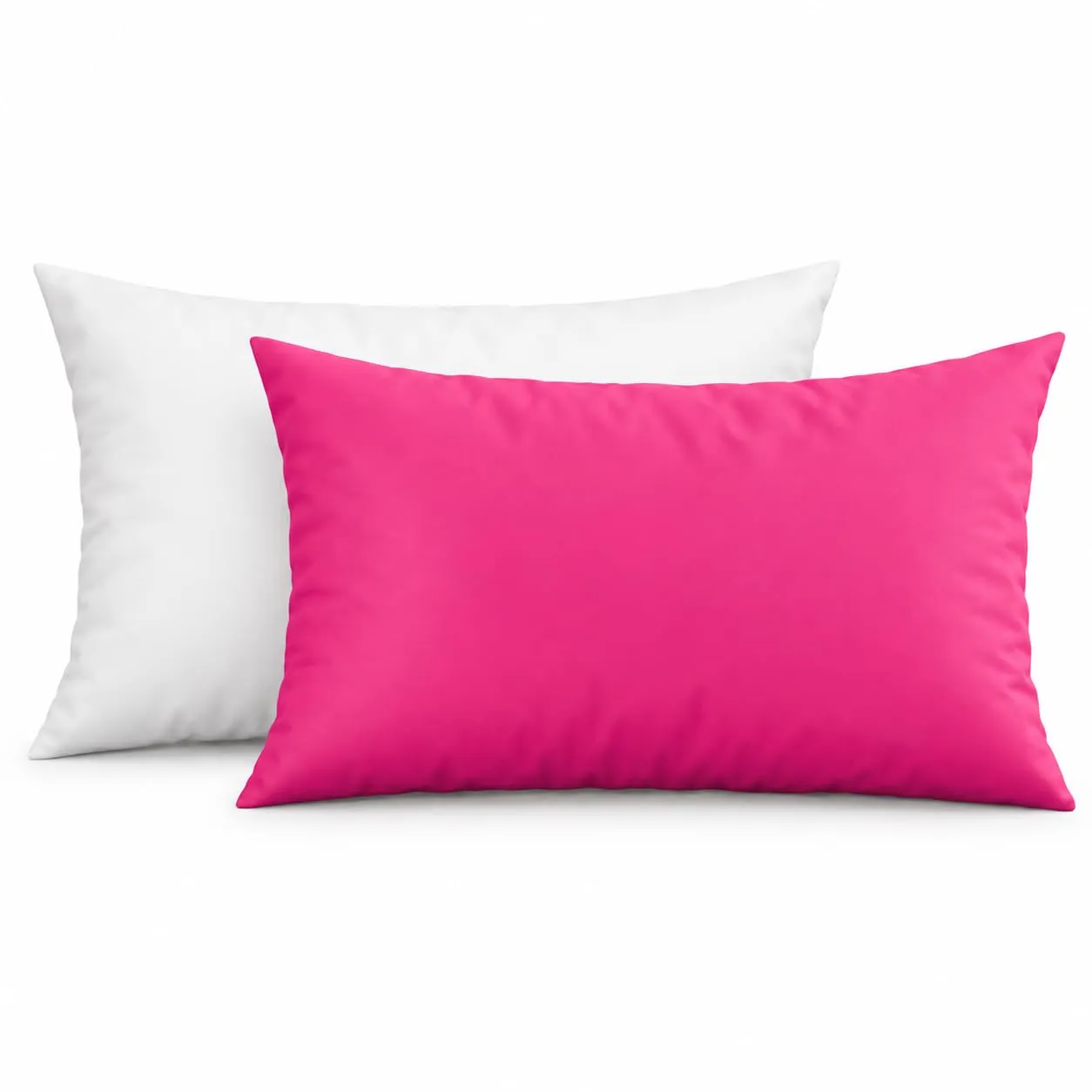 PETTI Artigiani Italiani - Coppia di Federe Cuscino 50x30 cm in Microfibra, Cuscini Arredo Camera da Letto, Divano, Set 2 Fodere Copricuscino, Federa Double Face Fucsia Bianco