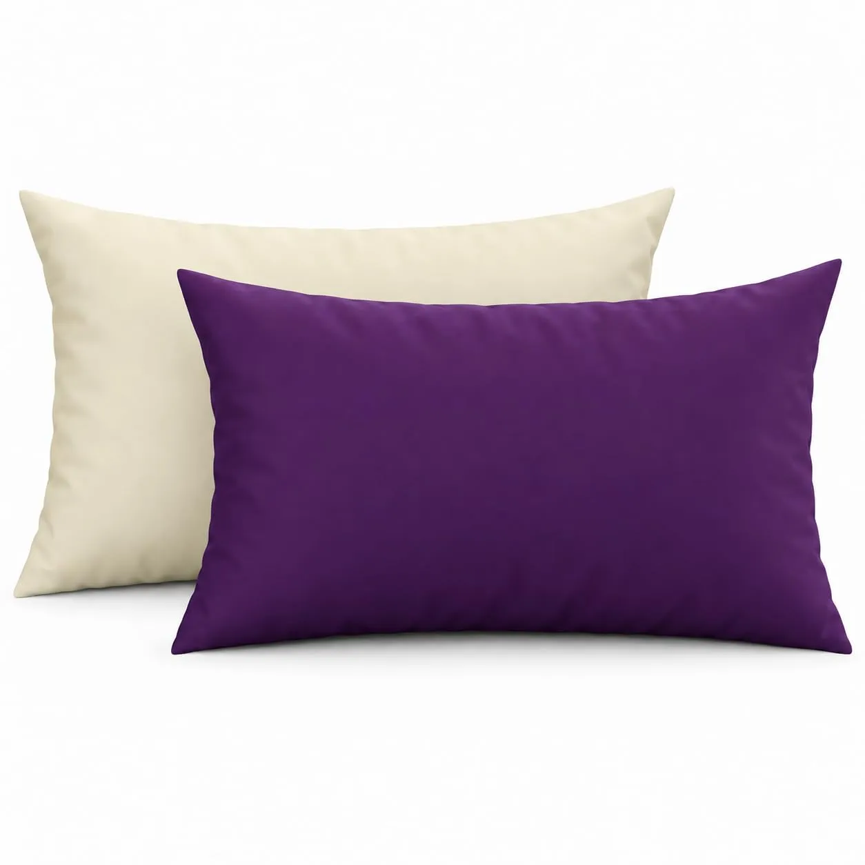 PETTI Artigiani Italiani - Coppia di Federe Cuscino 50x30 cm in Microfibra, Cuscini Arredo Camera da Letto, Divano, Set 2 Fodere Copricuscino, Federa Double Face Viola Panna