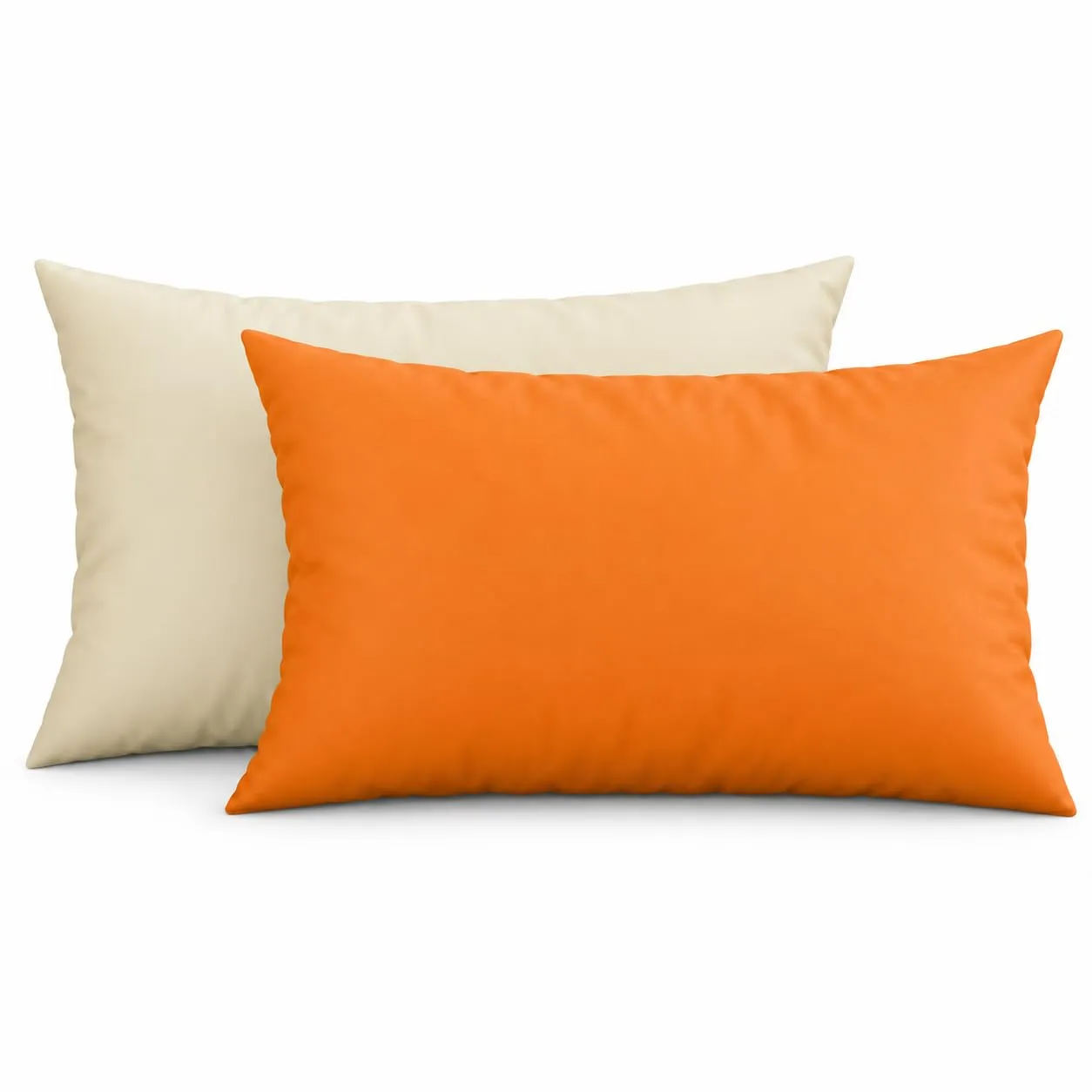 PETTI Artigiani Italiani - Coppia di Federe Cuscino 50x30 cm in Microfibra, Cuscini Arredo Camera da Letto, Divano, Set 2 Fodere Copricuscino, Federa Double Face Arancione Panna