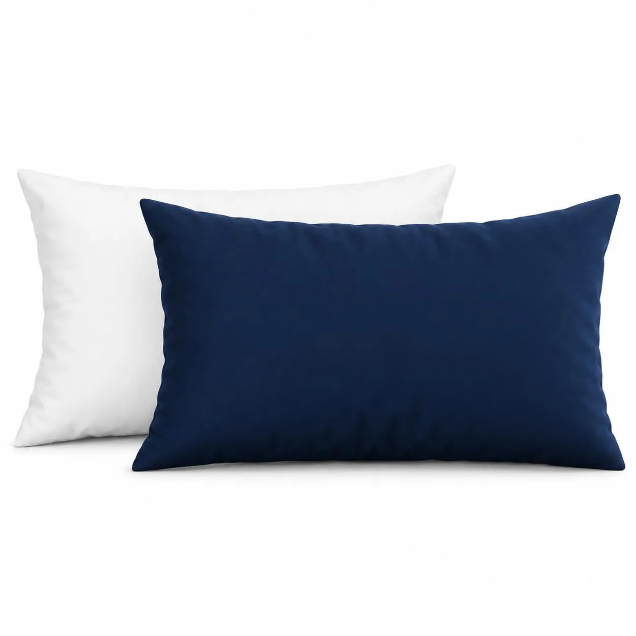 PETTI Artigiani Italiani - Coppia di Federe Cuscino 50x30 cm in Microfibra, Cuscini Arredo Camera da Letto, Divano, Set 2 Fodere Copricuscino, Federa Double Face Bianco Blu Notte