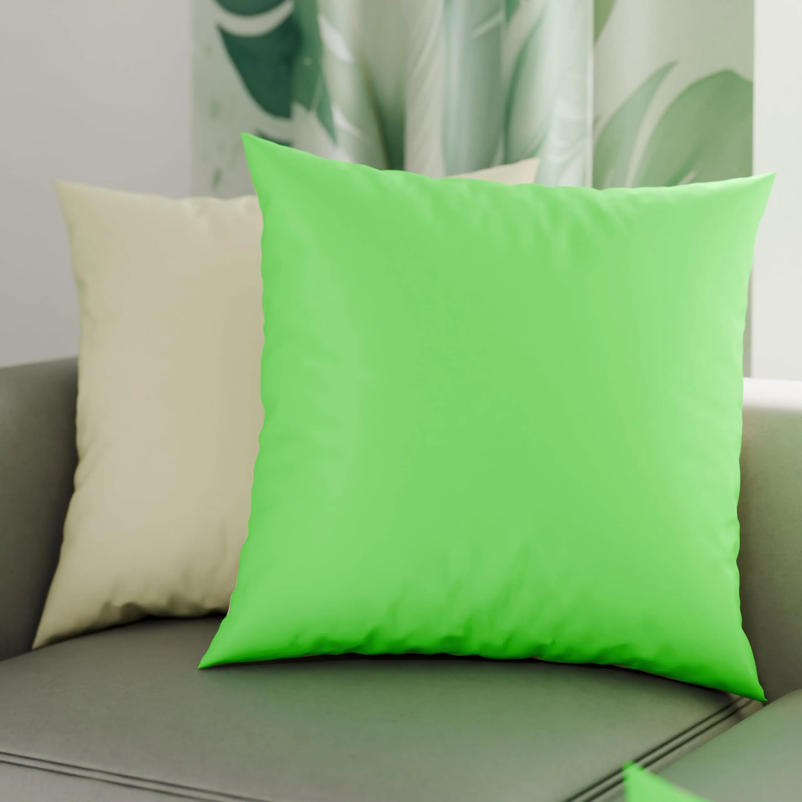 PETTI Artigiani Italiani - Coppia di Federe Cuscino 70x50 cm in Microfibra, Cuscini Arredo Camera da Letto, Divano, Set 2 Fodere Copricuscino, Federa Double Face Verde Mela Panna