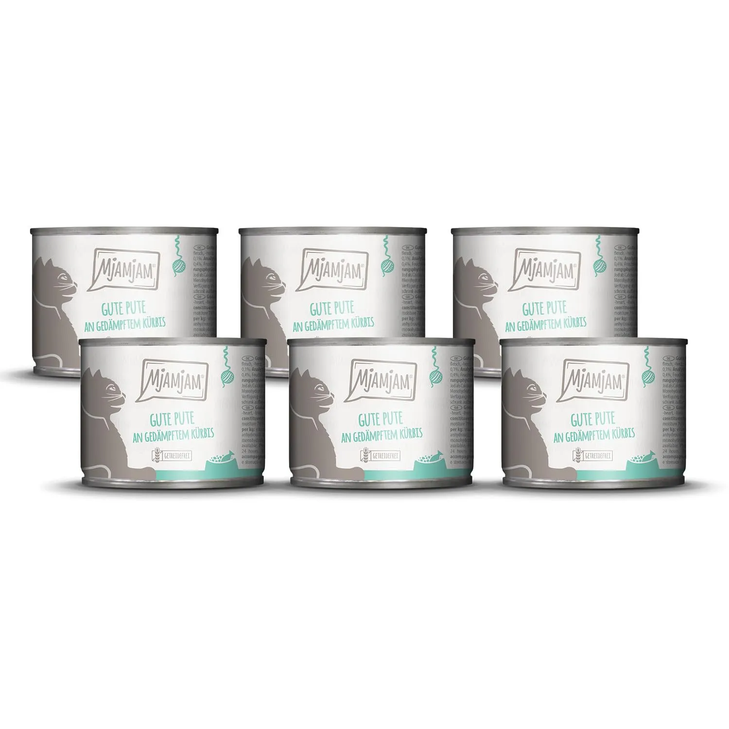 MjAMjAM - cibo umido premium per gatti - buon tacchino con zucca al vapore, confezione da 6 (6 x 200 g), senza cereali con carne extra