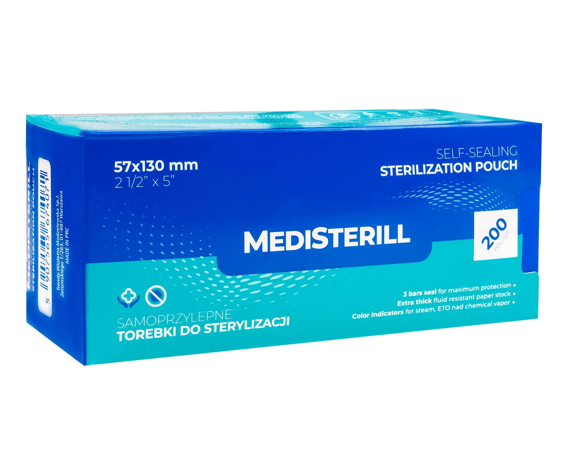200 sacchetti autosigillanti per sterilizzazione dentale in PVC, sacchetti autoclavi, per strumenti di pulizia (57X130)