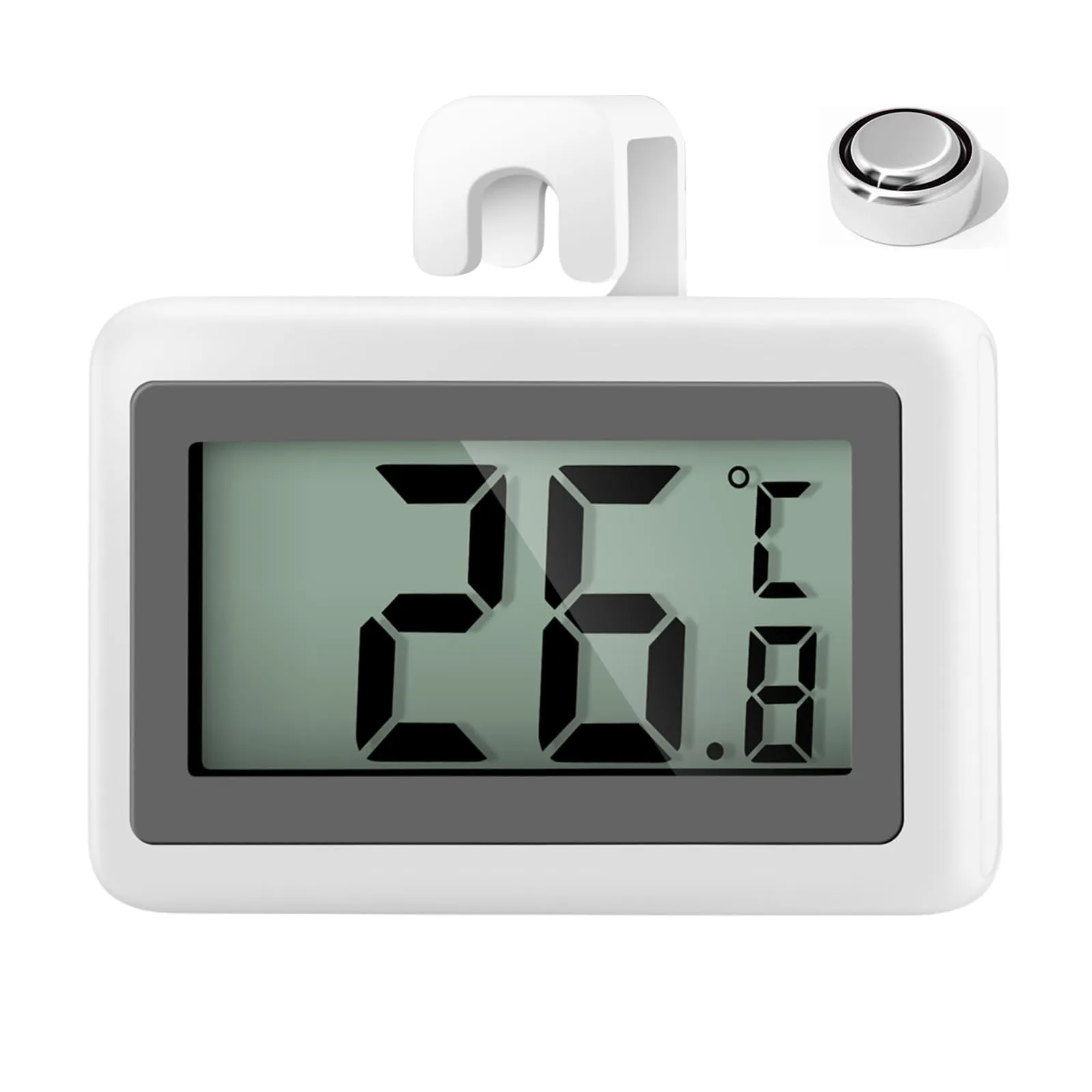 AiQInu Termometro Frigorifero Mini, Magnetico Termometro Digitale con Gancio, Campo di Misura -50°C a +70°C, Termometri Frigo Congelatore per Casa Ristoranti Bar
