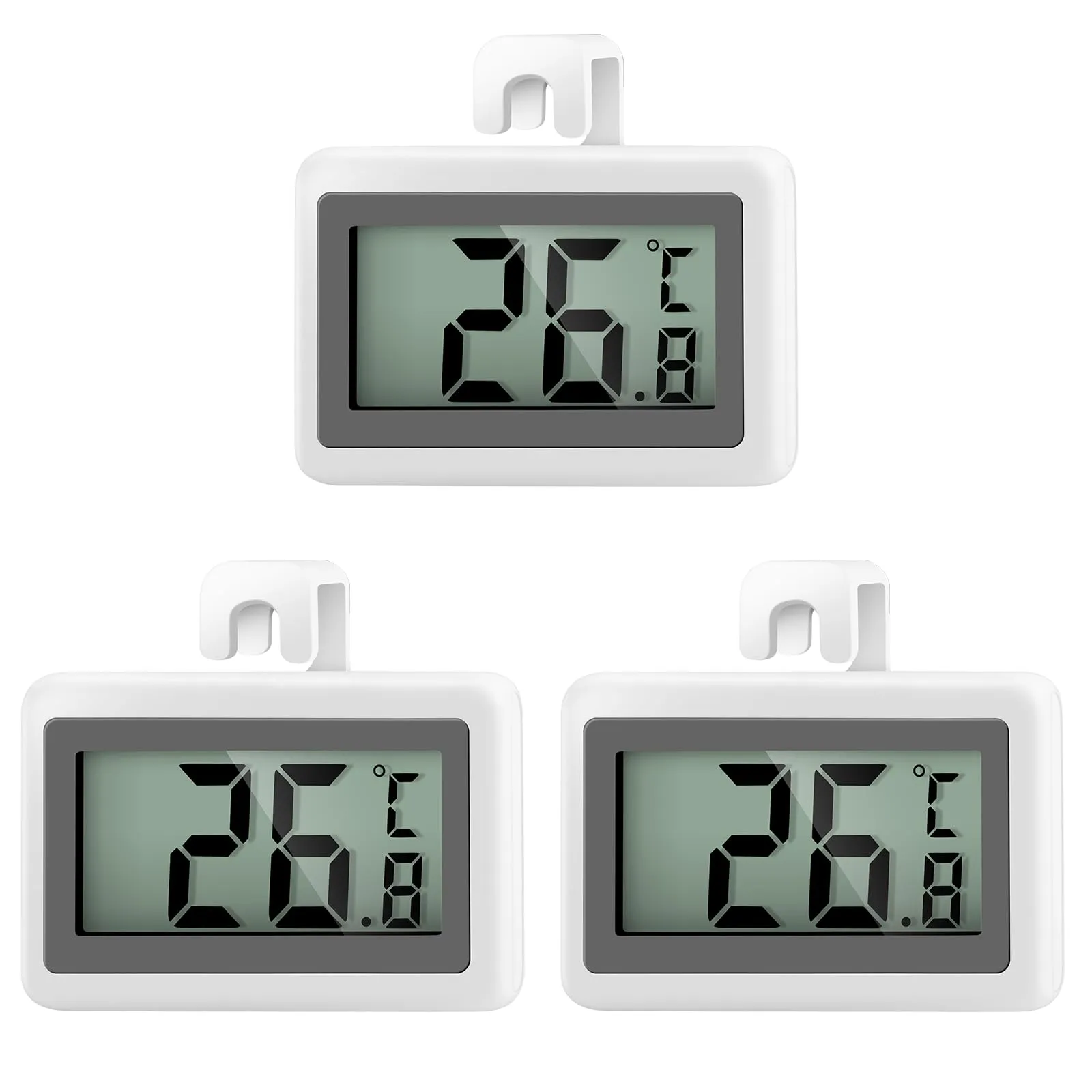 AiQInu 3 Pezzi Termometro Frigorifero Mini, Magnetico Termometro Digitale con Gancio, Campo di Misura -50°C a +70°C, Termometri Frigo Congelatore per Casa Ristoranti Bar