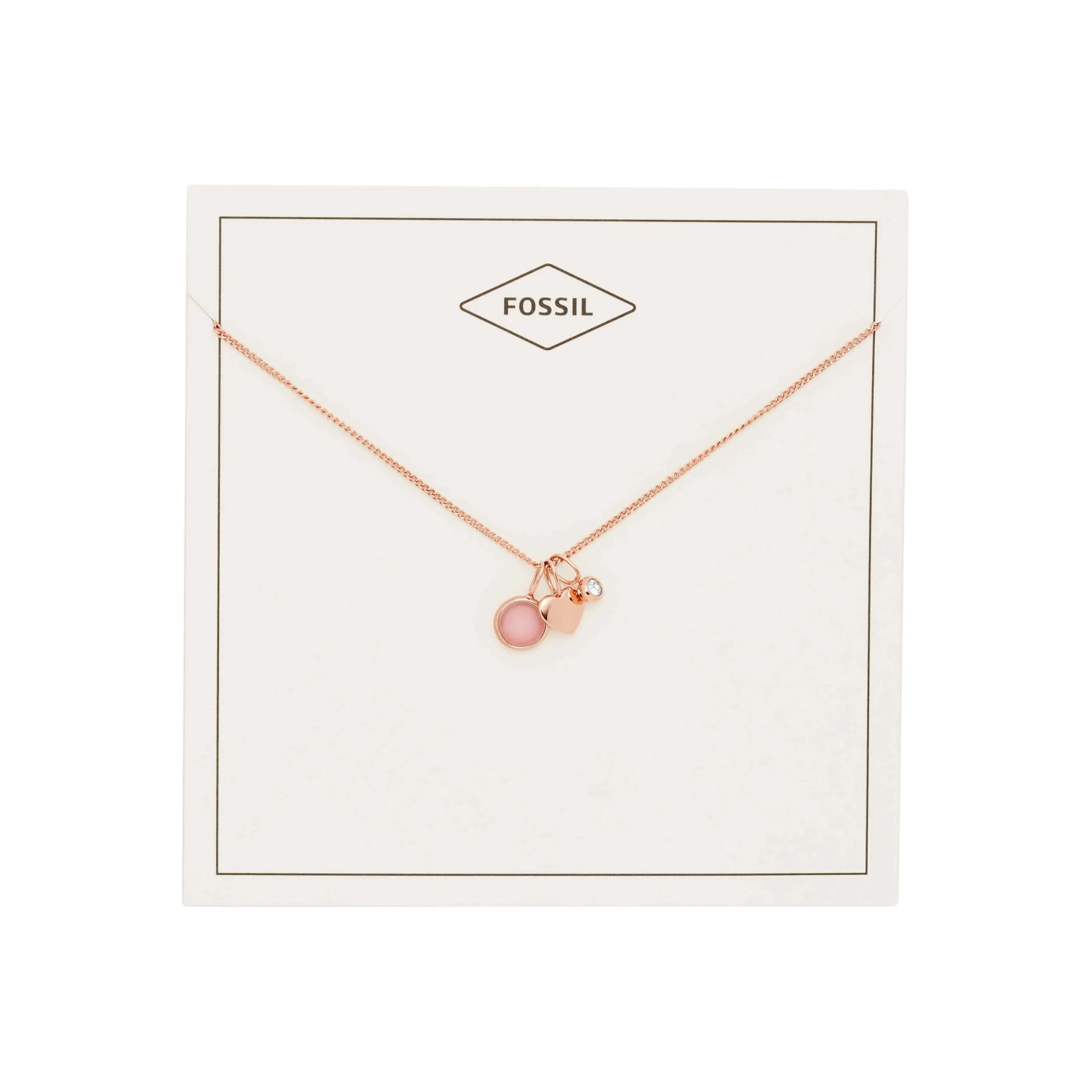 Fossil Collana Da Donna Personalizzata, Lunghezza Totale: 40 Cm + 5 Cm Di Estensione Della Catena In Acciaio Inossidabile Oro Rosa, JF03046791