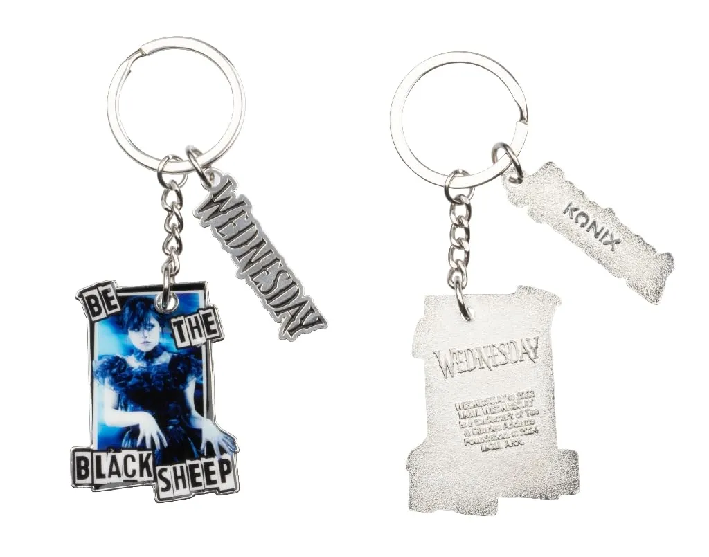 Konix Mercoledì Portachiavi - Metallo - Design Be the Black Sheep - Blu e nero